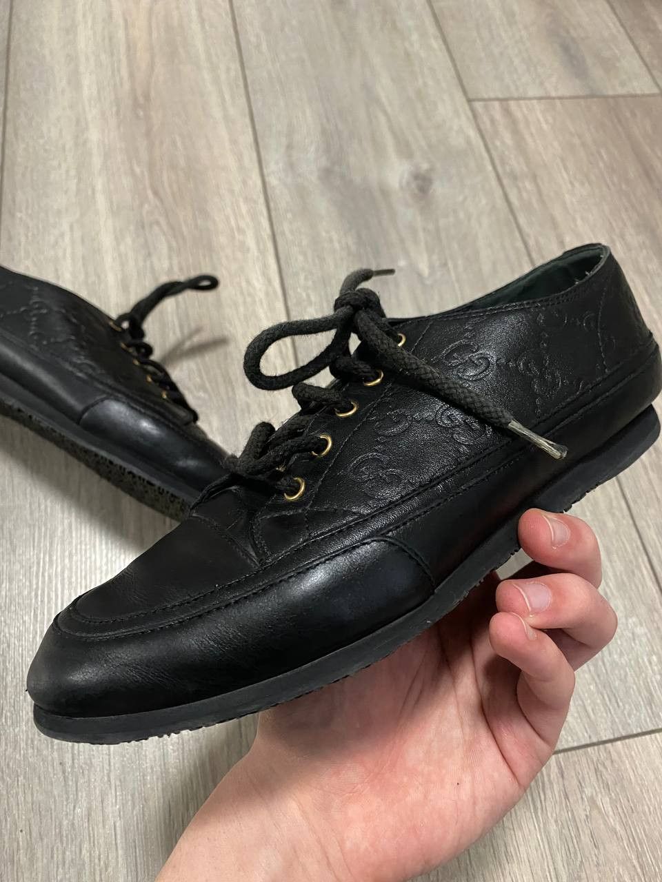 Gucci Vintage Sneakers Gucci Monogram GG Black Leather Size US 5 / IT 35 - 4 Thumbnail