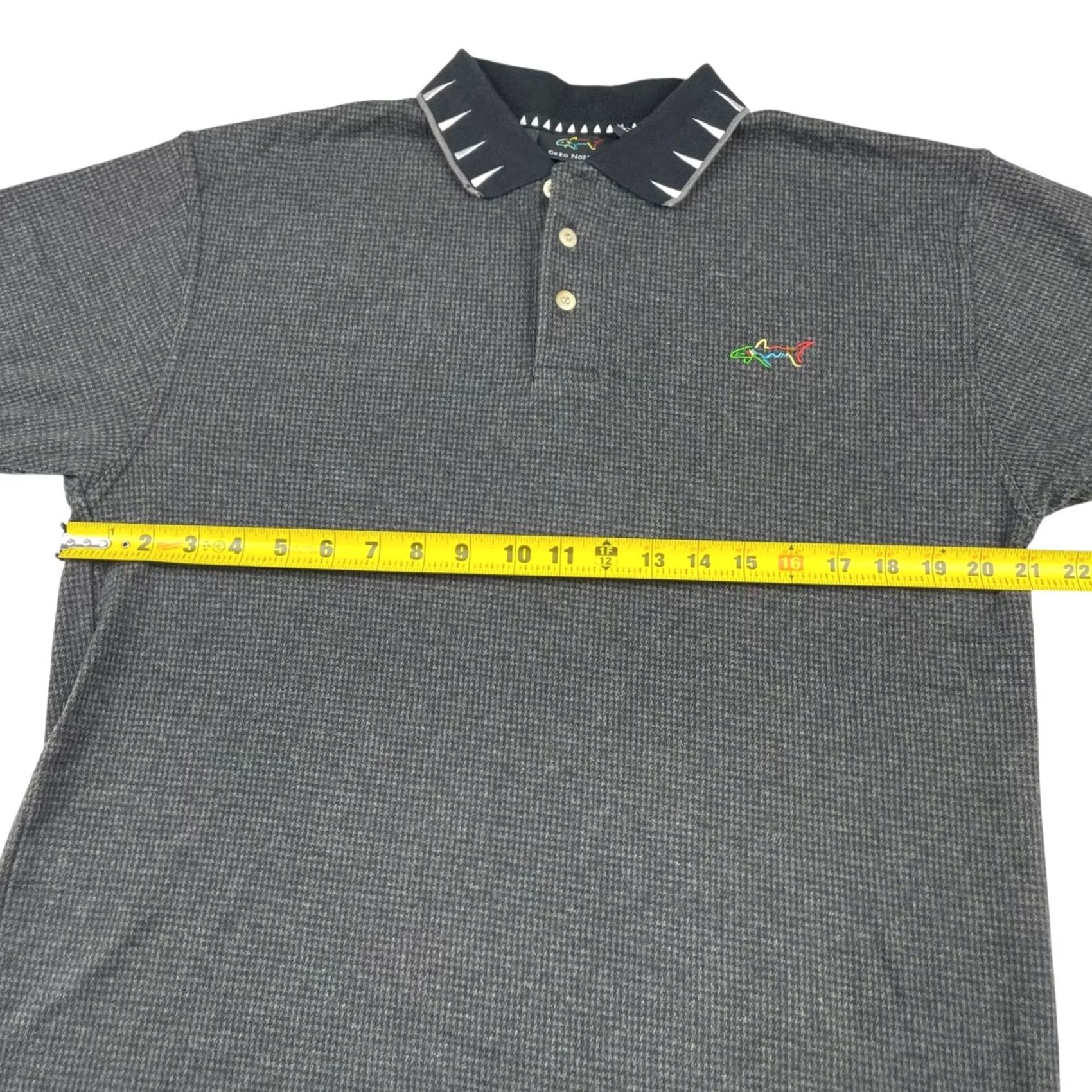Vintage VINTAGE Greg Norman Polo Shirt Men’s Gray Houndstooth Shark Teeth Collar Medium Size US M / EU 48-50 / 2 - 7 Thumbnail
