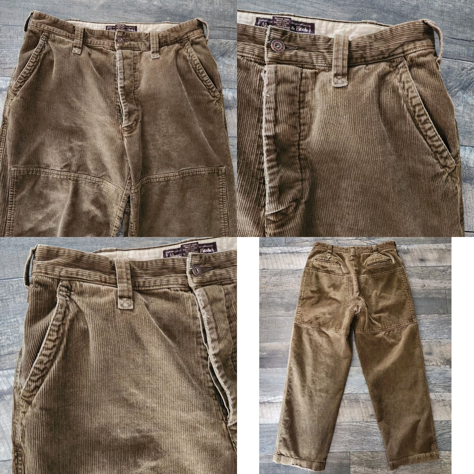 Abercrombie & Fitch VINTAGE Abercrombie & Fitch Corduroy Pants Mens 32x30 Olive Wide Leg Carpenter Pocket Slash 90s Y2K Slim/Relaxed Regular Wool? Size US 32 / EU 48 - 8 Thumbnail