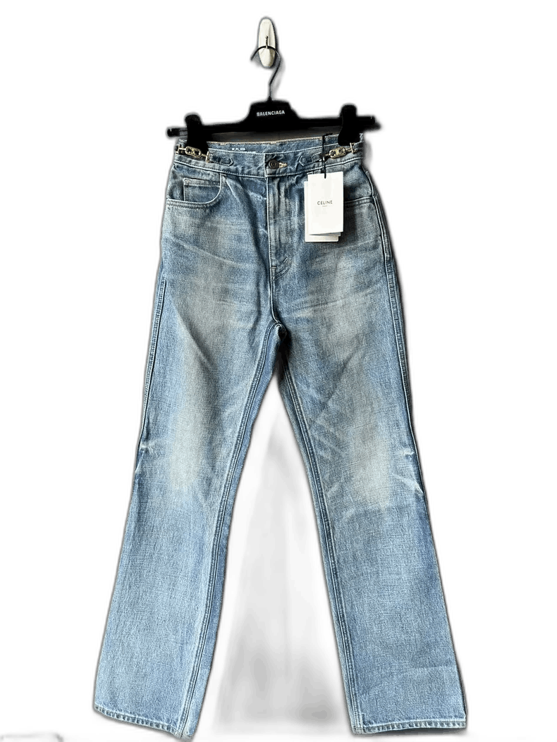 Celine Celine Jane Denim Pants with Gold Buckle Size US 26 / EU 42 - 1 Thumbnail