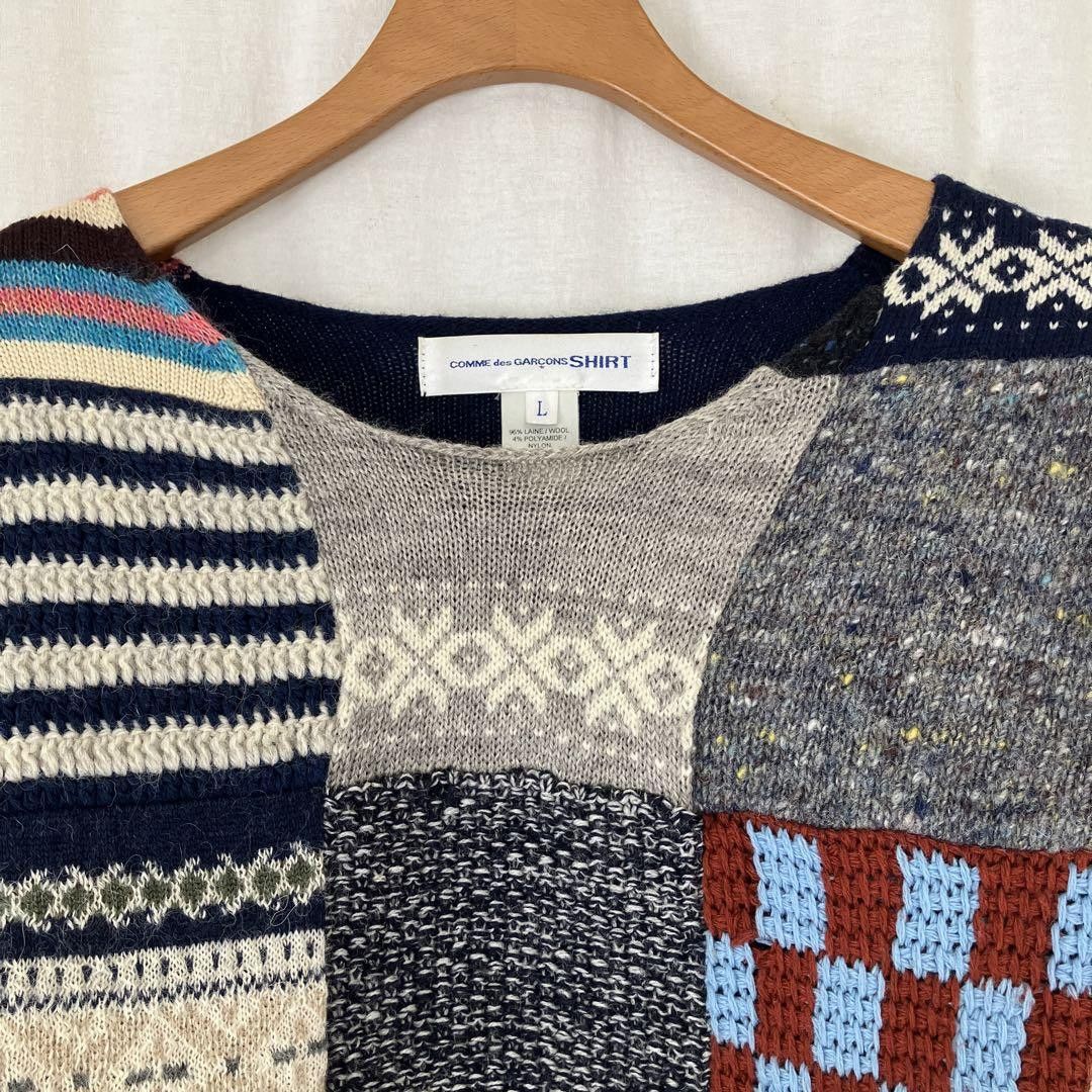 Comme des Garcons × Comme des Garcons SHIRT Crochet Patchwork Knit Sweater Size US L / EU 52-54 / 3 - 4 Thumbnail