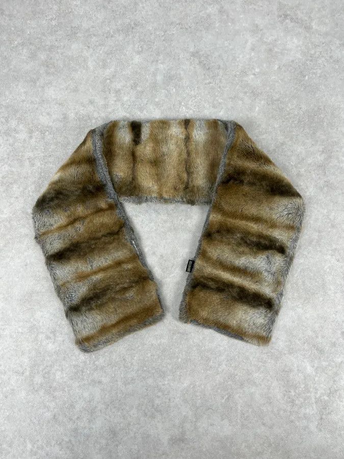 Just Cavalli 2000s Cavalli Brown & Beige Fur Scarf Size ONE SIZE - 2 Thumbnail