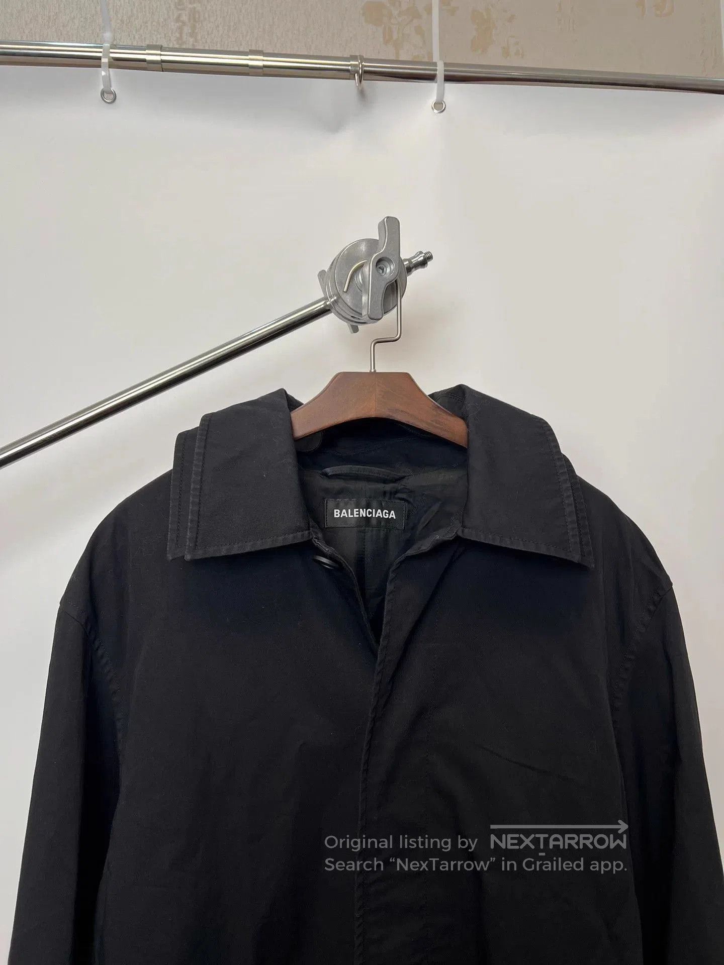 Balenciaga Black Long Coat with Collar and Pockets. Size US S / EU 44-46 / 1 - 3 Thumbnail