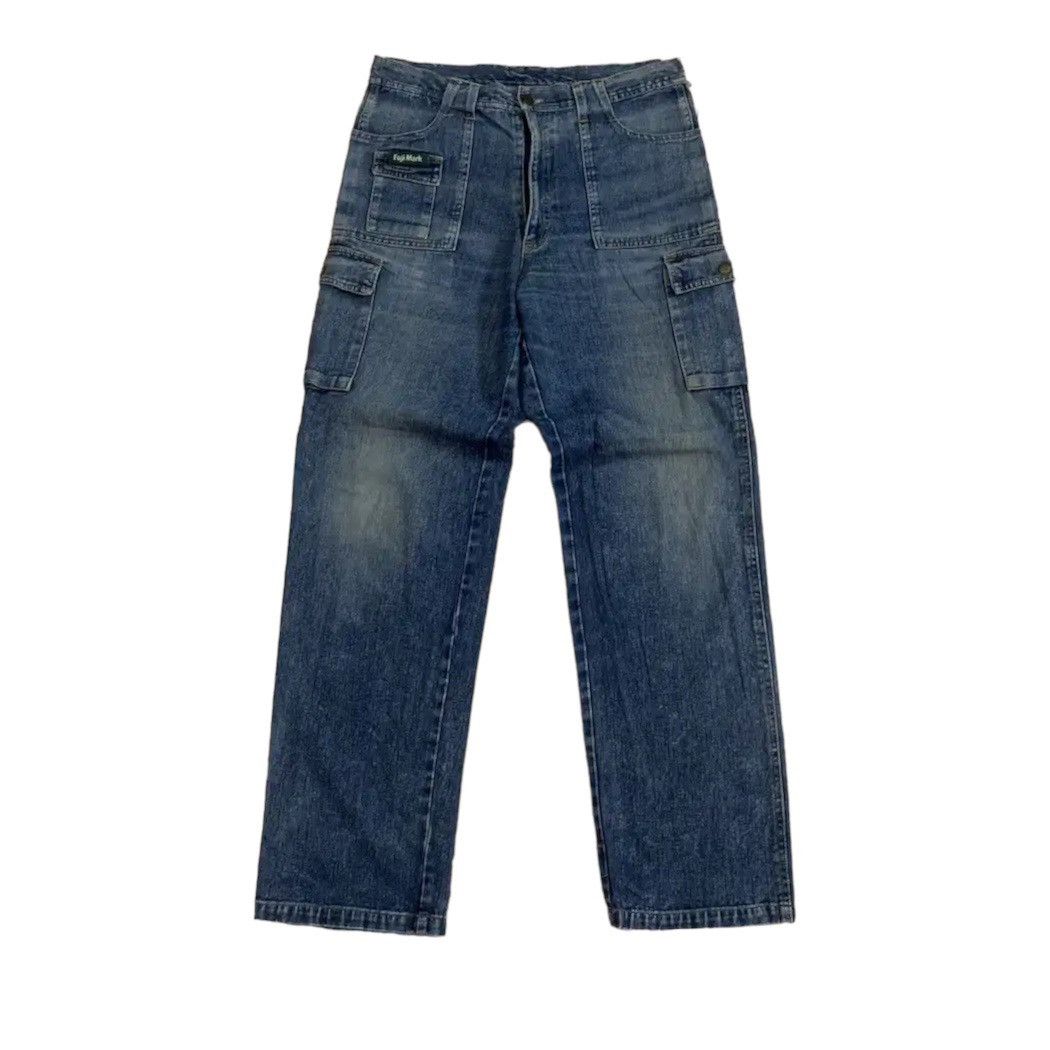 image of Fiji x Workers Japanese Fuji Mark Utility Jeans Trousers Cargo Pants W32 in Blue, Men's