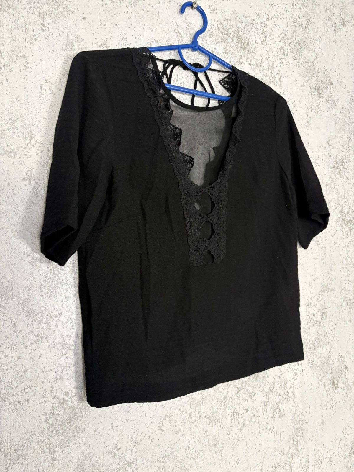 Sandro Sandro Paris Black Lace Sheer Blouse Top Short Sleeve Size M Size M / US 6-8 / IT 42-44 - 3 Thumbnail