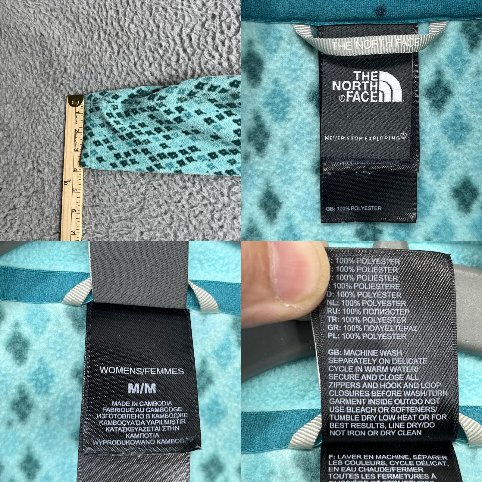 The North Face The North Face Fleece Jacket Womens Medium Blue 1/4 Zip Geometric Print C788 Size M / US 6-8 / IT 42-44 - 9 Thumbnail