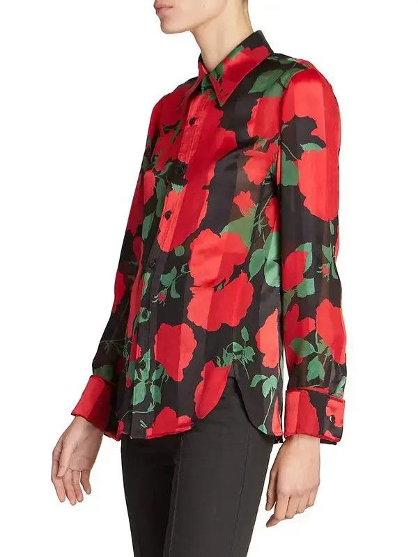 Saint Laurent Paris o1s1wg110924 Shirt in Floral Silk Muslin in Multicolor Size M / US 6-8 / IT 42-44 - 4 Thumbnail