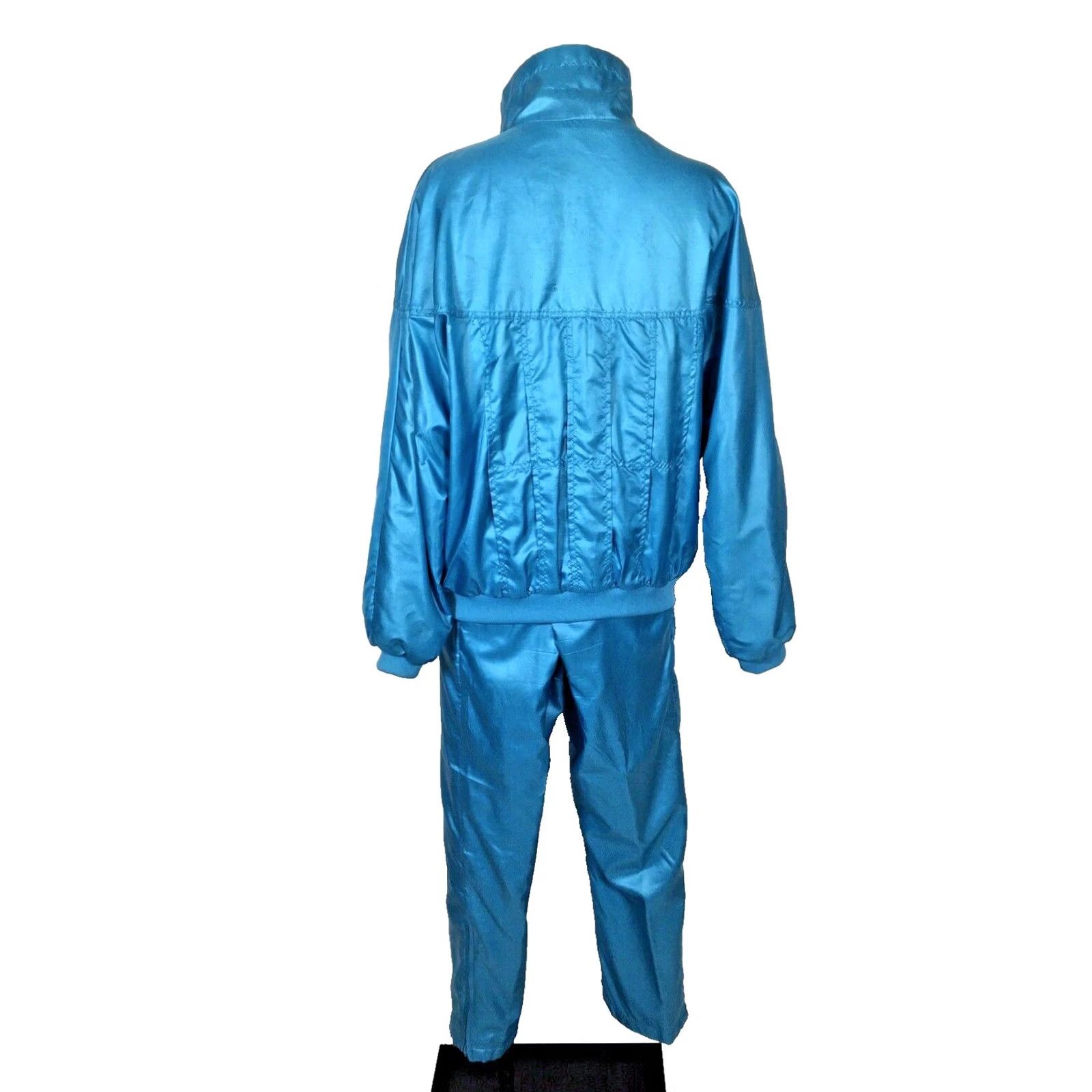 Adidas VINTAGE Adidas Trefoil Track Suit Windbreaker TEAL 80s Large Taiwan Womens Shiny Size L / US 10 / IT 46 - 2 Thumbnail
