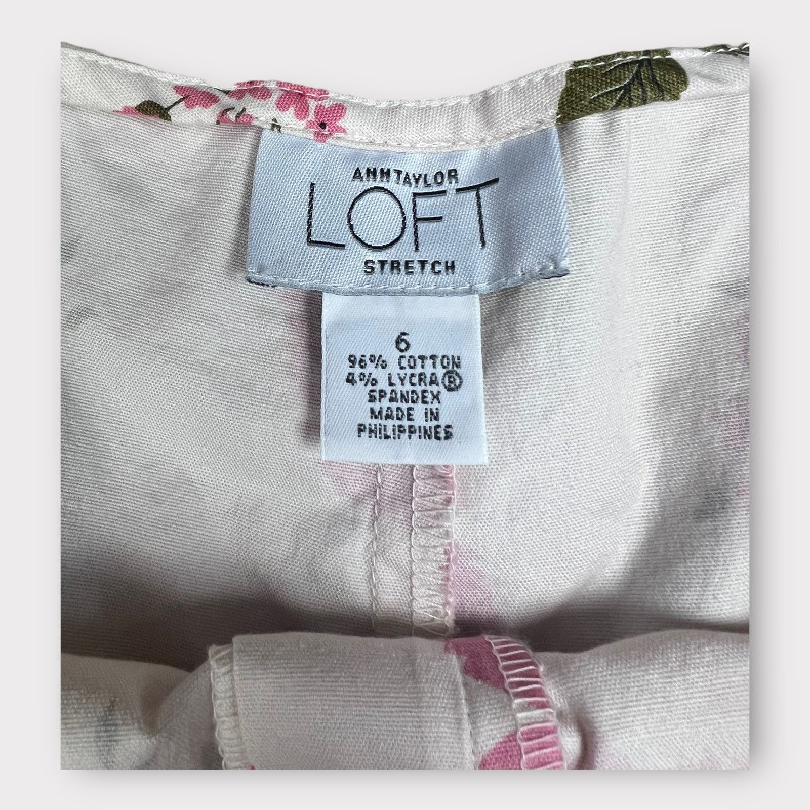 Loft Ann Taylor LOFT Floral Vintage Pants Pink Cream | 6 Size 28" / US 6 / IT 42 - 3 Thumbnail