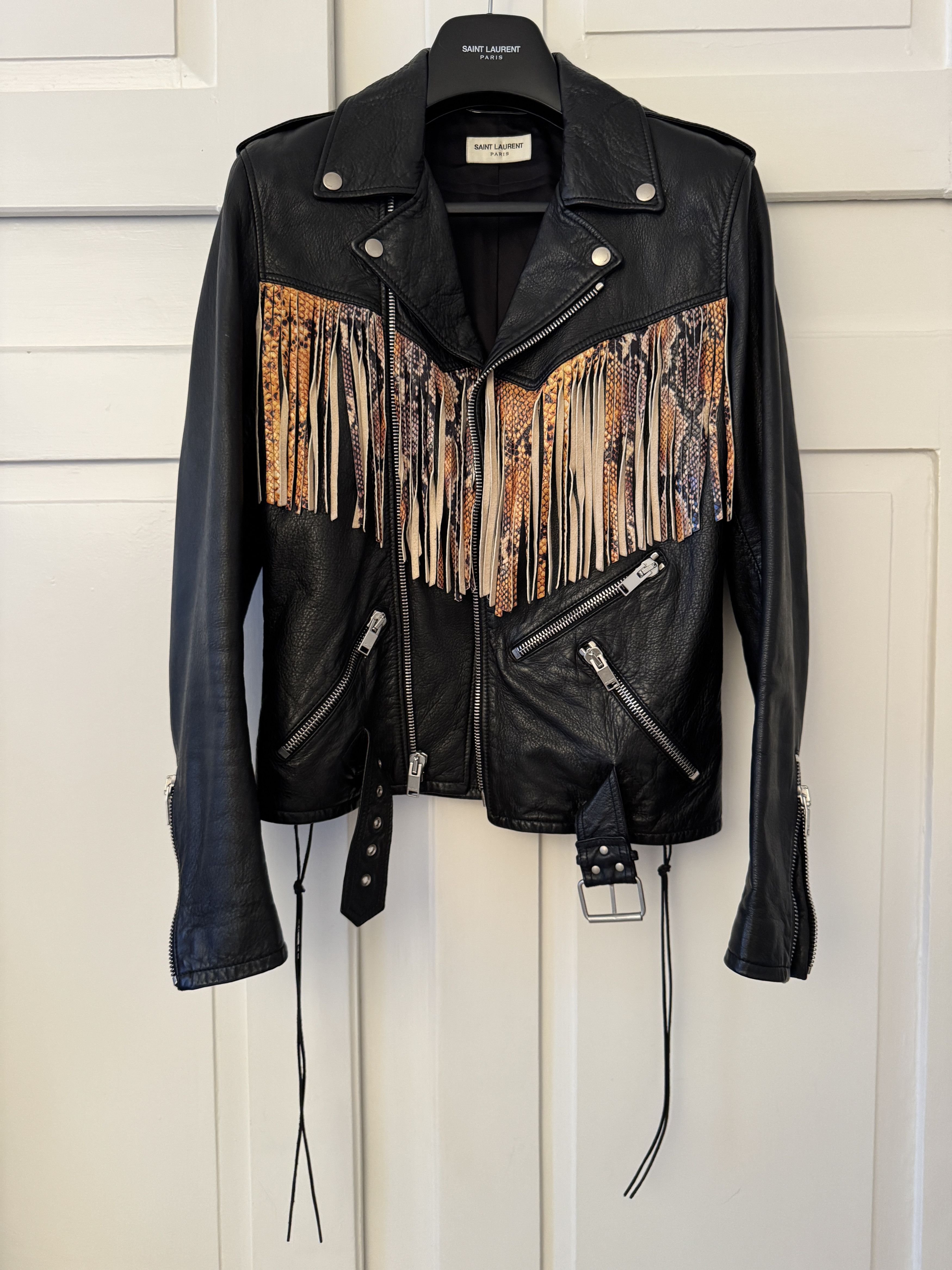 Saint Laurent Paris Saint Laurent SS16 Fringed Python Leather Jacket Surf Sound Size US S / EU 44-46 / 1 - 4 Thumbnail