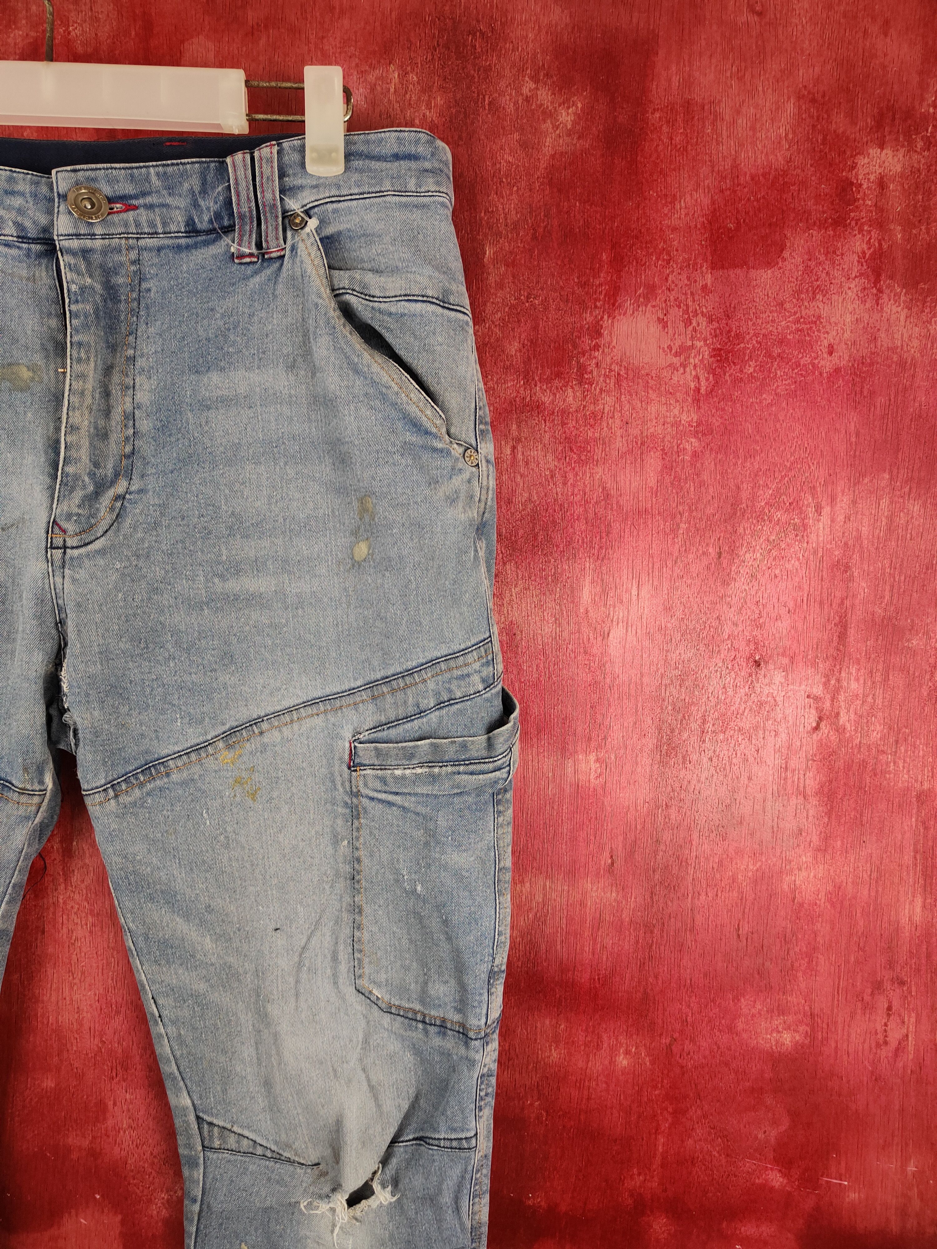 Japanese Brand FieldCore Blue Faded Distressed Ripped Jeans #S2018 Size US 33 - 6 Thumbnail