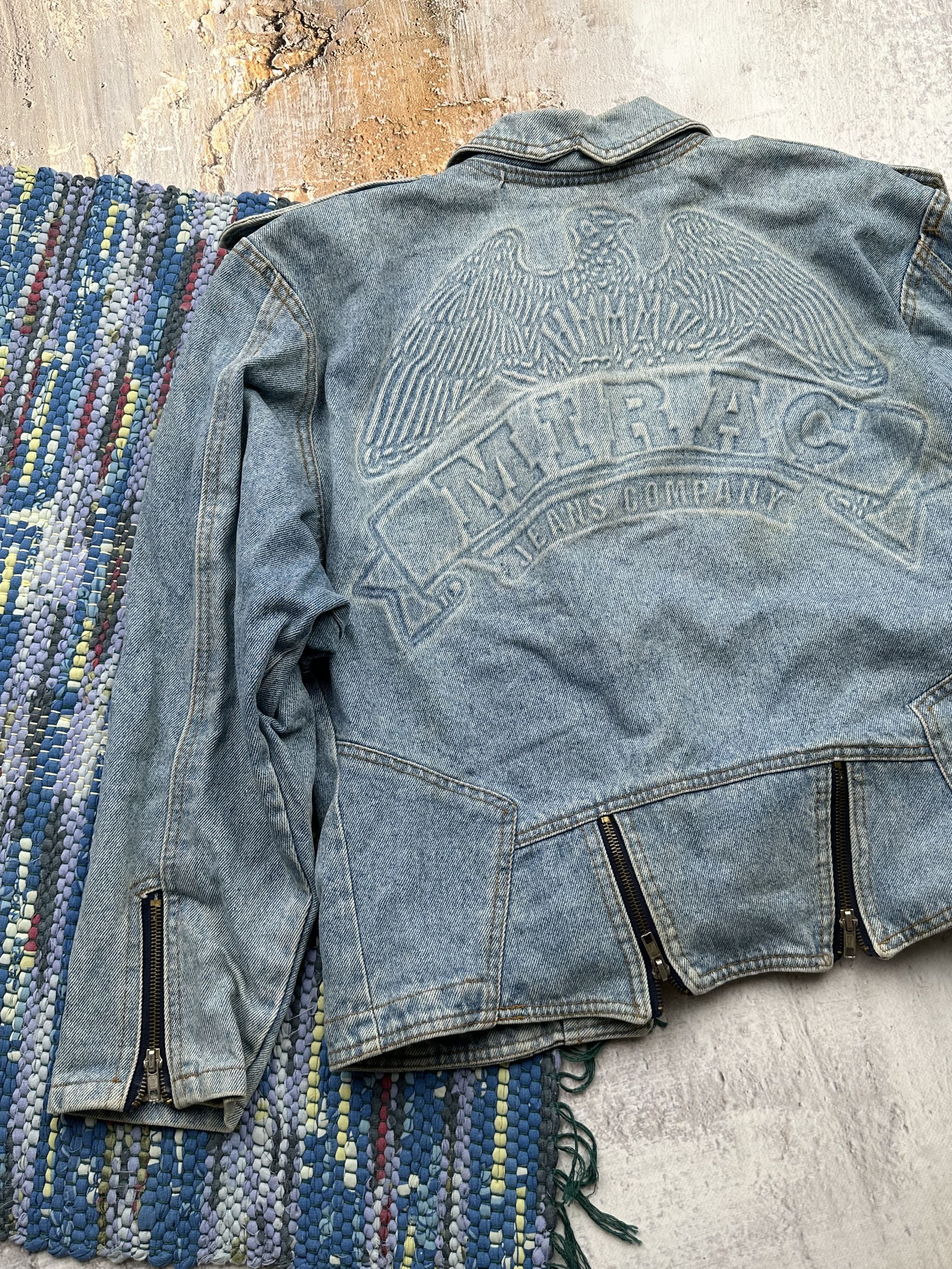 Vintage Vintage Biker Denim Jacket A148(362) Size S / US 4 / IT 40 - 8 Thumbnail