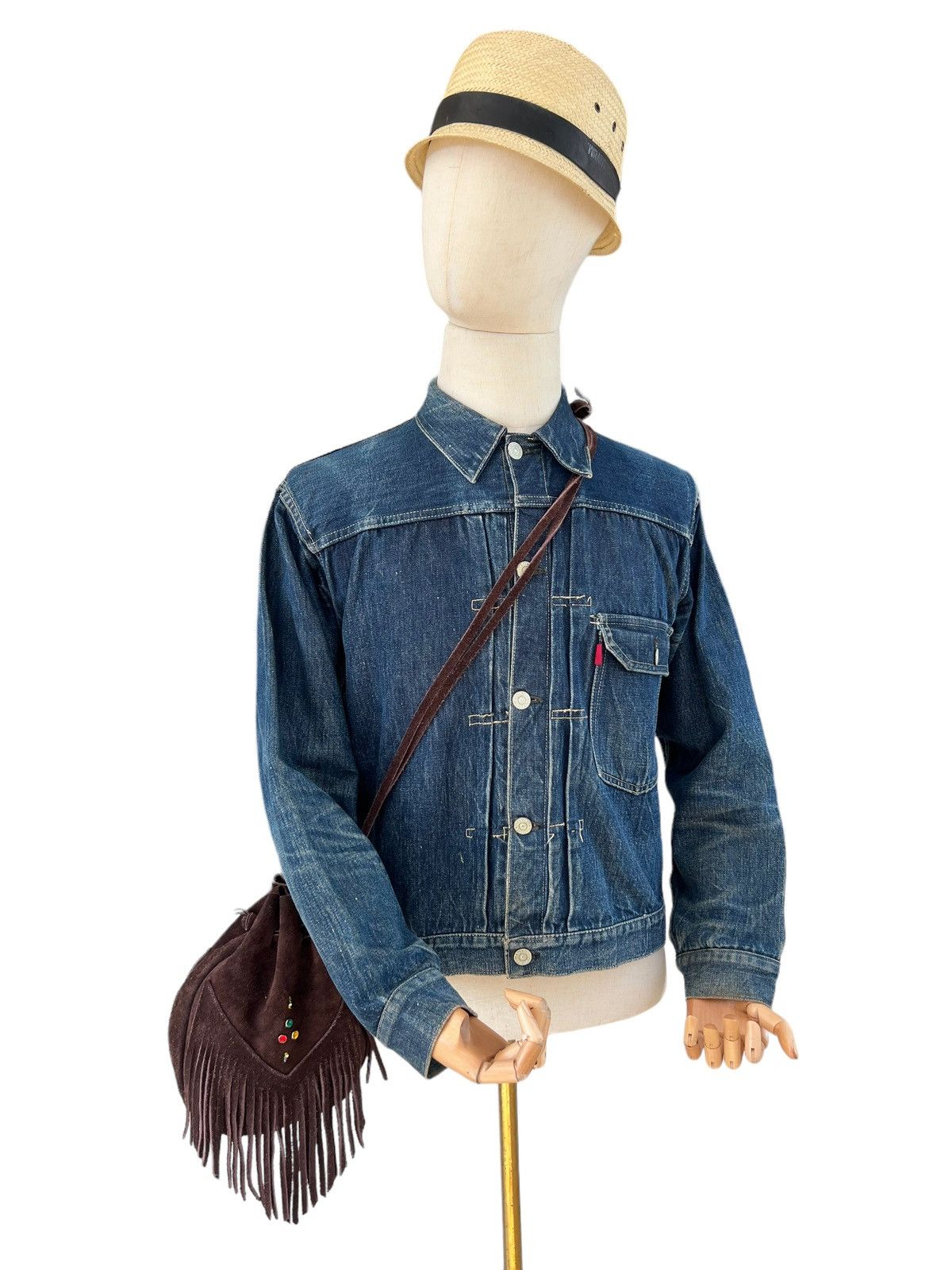image of Vintage Unknown Japan Brown Suede Leather Mini Fringe Bag, Men's