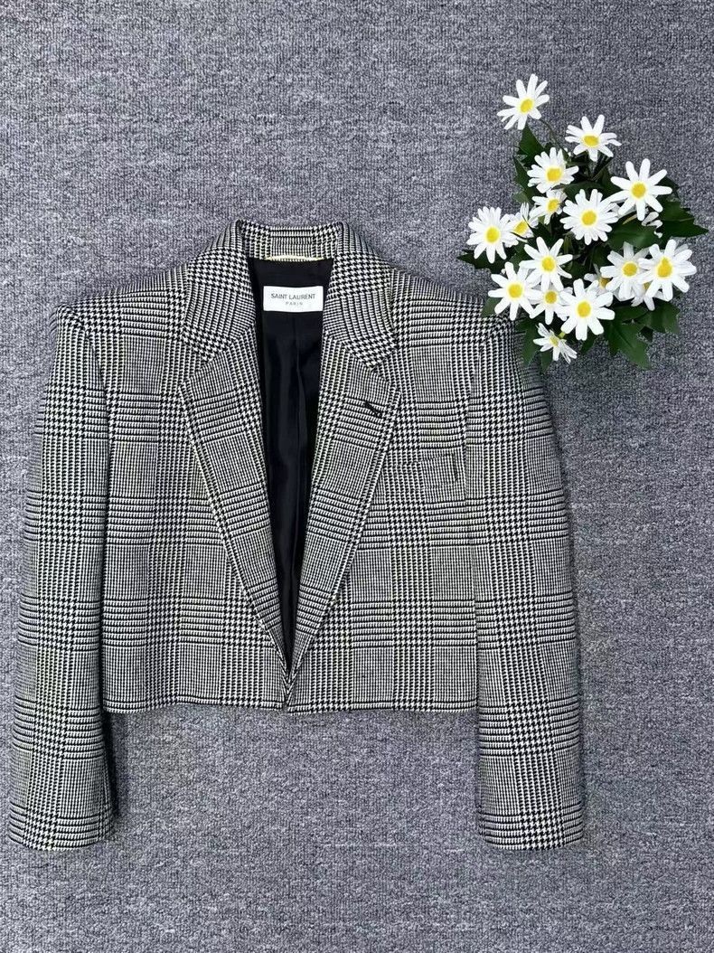 Saint Laurent Paris Thousand Bird Grid Short Jacket-2506