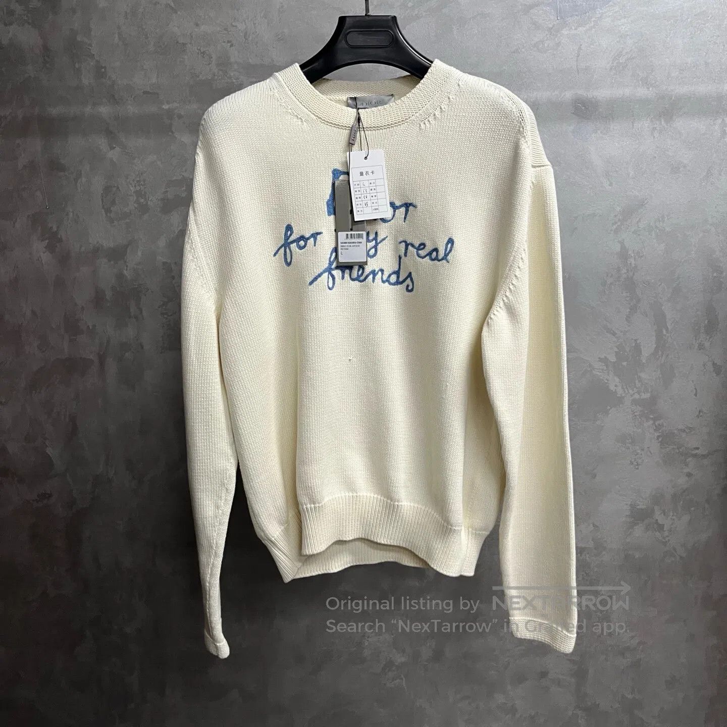 Dior Dior White logo embroidered long-sleeved knit sweater| Size US L / EU 52-54 / 3 - 1 Thumbnail