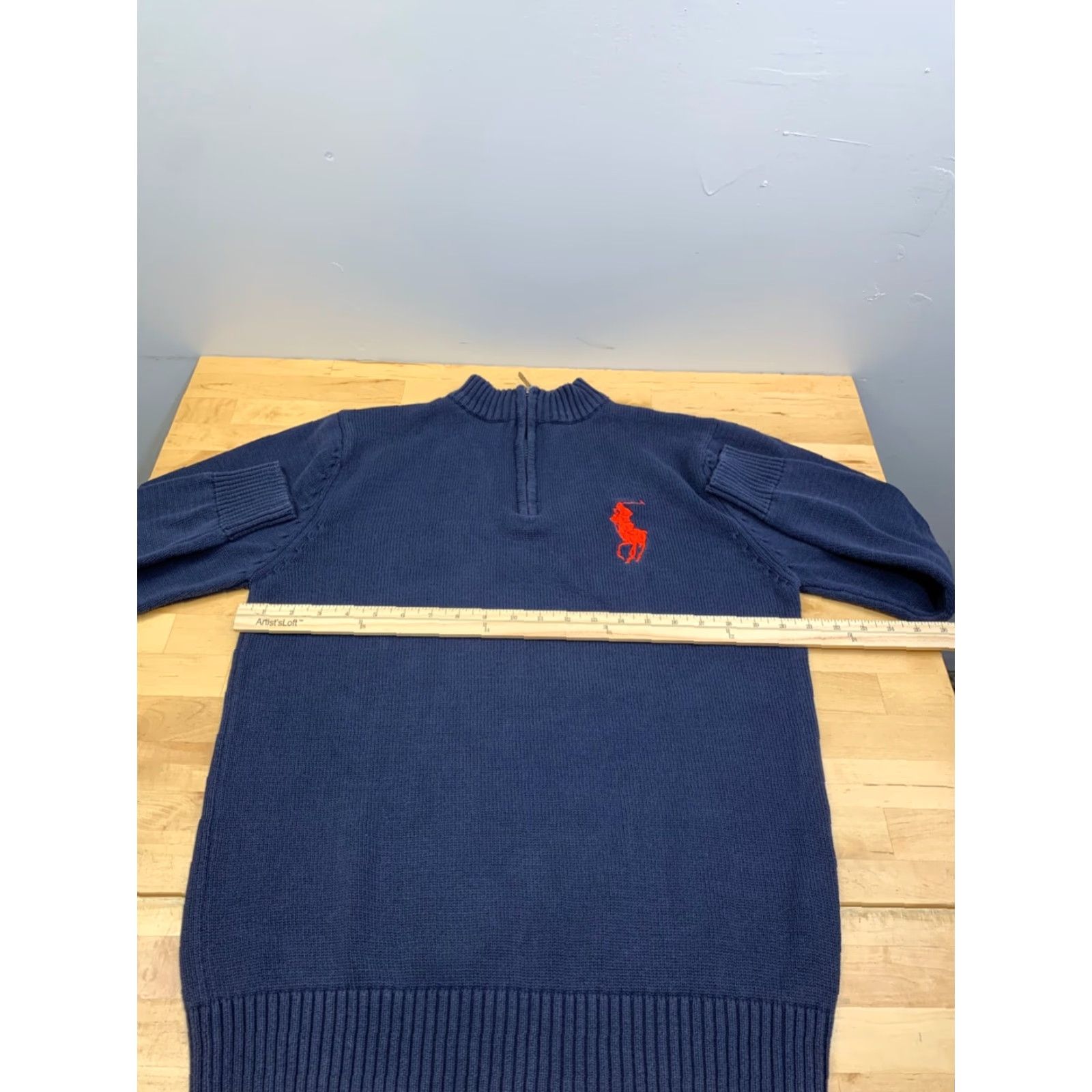 Polo Ralph Lauren VINTAGE Polo Ralph Lauren Sweater 1/4 Zip Men XL Blue Pullover Big Pony 11524 Size US XL / EU 56 / 4 - 5 Thumbnail