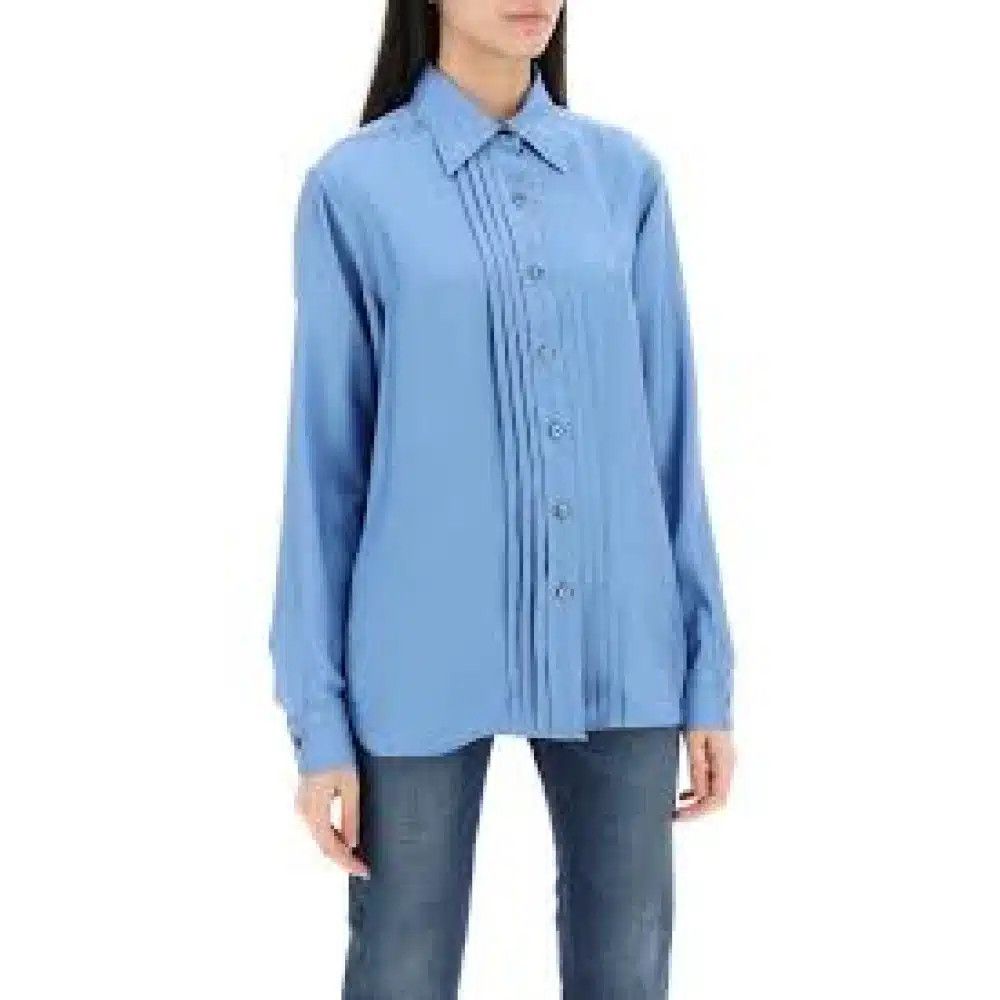 Tom Ford o1loc1c0725 CA3254 Striped Silk Blend Shirt in Blue Size XXS / US 00 / IT 34 - 3 Thumbnail