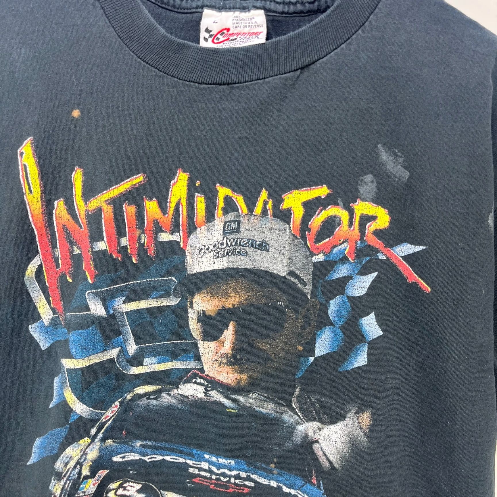 NASCAR VINTAGE NASCAR Dale Earnhardt Sun Faded T-Shirt Large Black 90s Mens Shirt Size US L / EU 52-54 / 3 - 3 Thumbnail