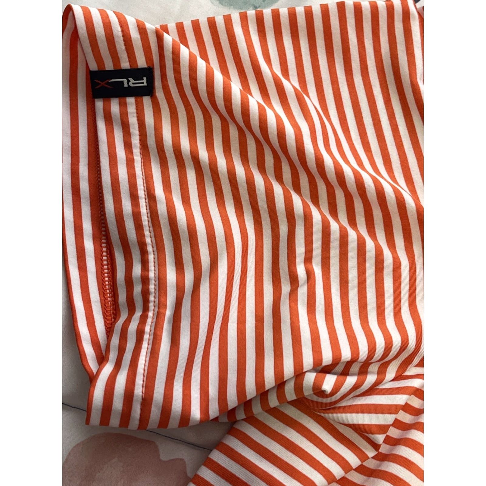 RLX Ralph Lauren RLX Ralph Lauren Shirt MEN'S XL ORANGE WHITE STRIPPED POLO Golf Polyester Size US XL / EU 56 / 4 - 2 Thumbnail