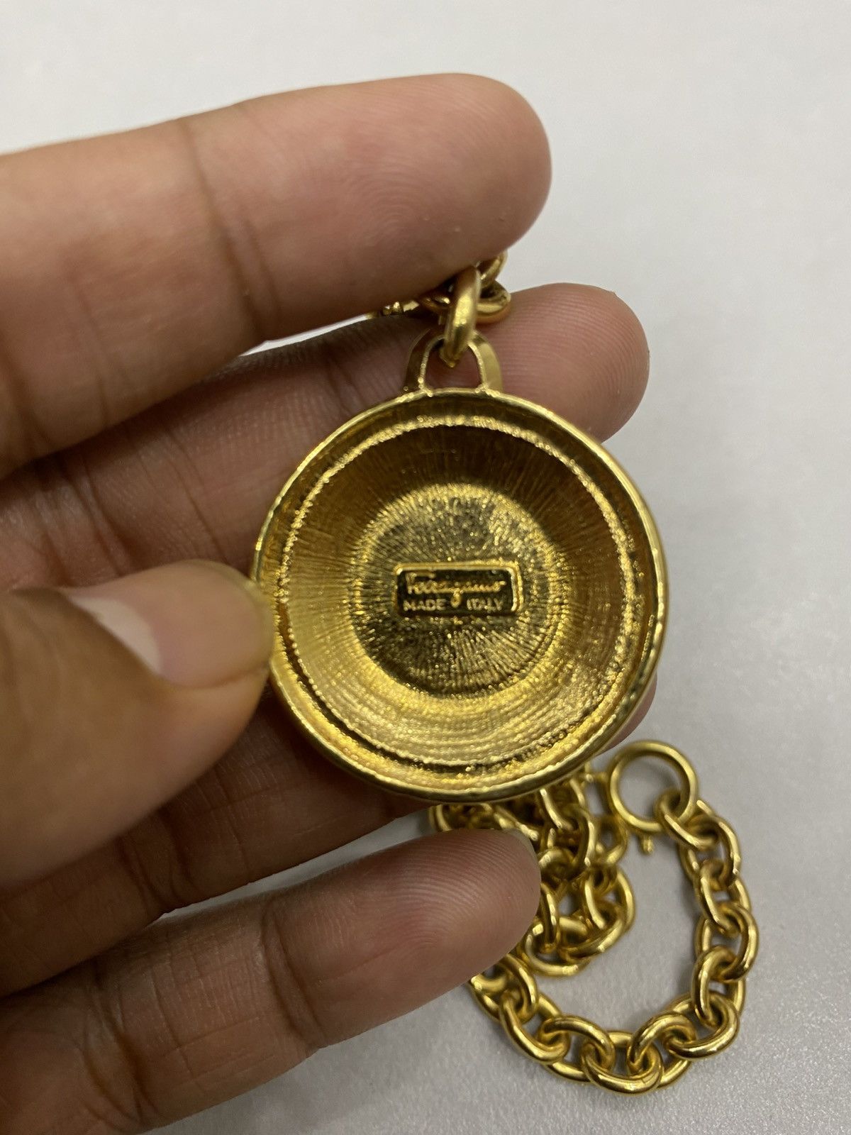 Salvatore Ferragamo Vtg Salvatore Ferragamo orange cabochon pendant necklace Size ONE SIZE - 9 Thumbnail