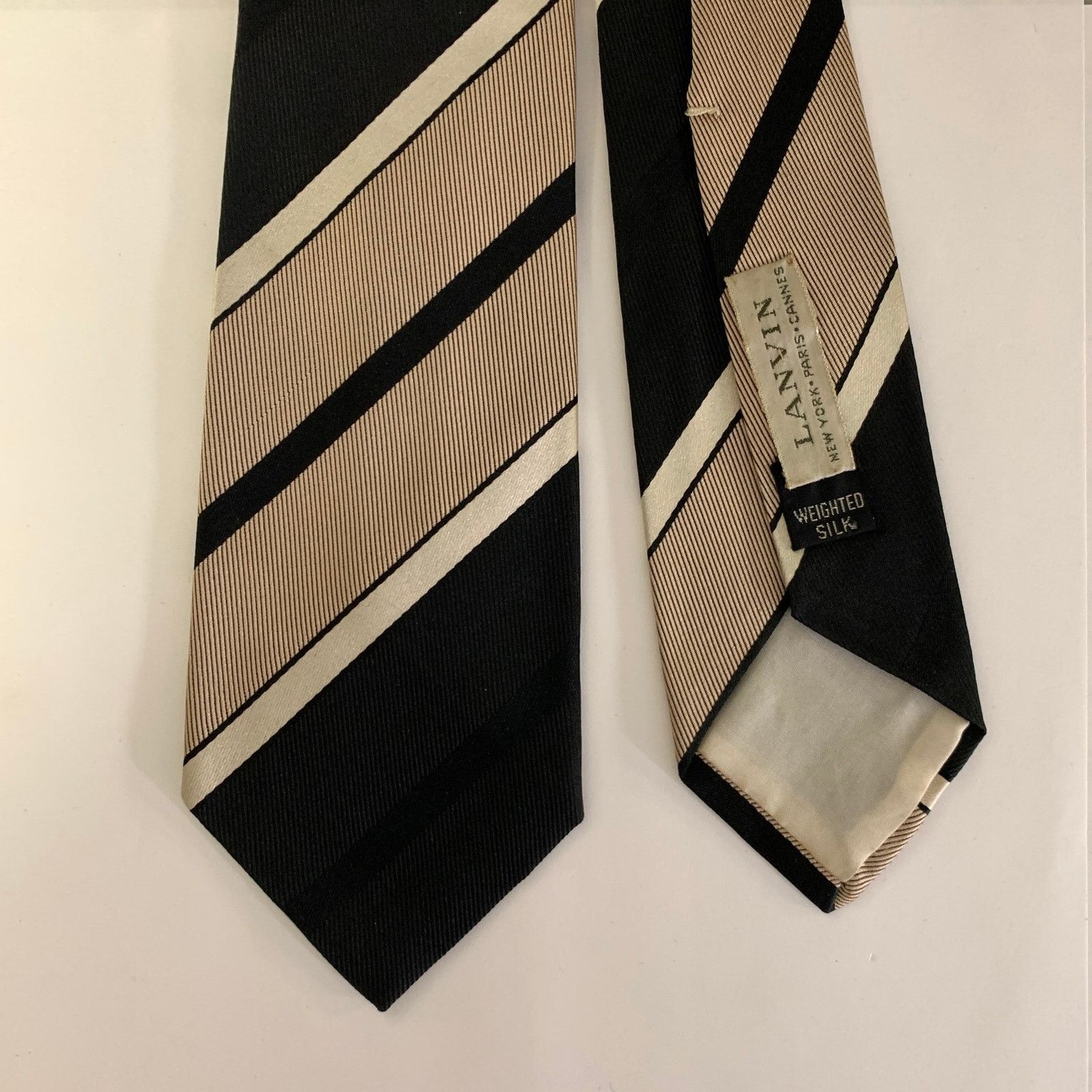 Lanvin LANVIN Black Mauve Diagonal Stripe Silk Tie Size ONE SIZE - 1 Thumbnail