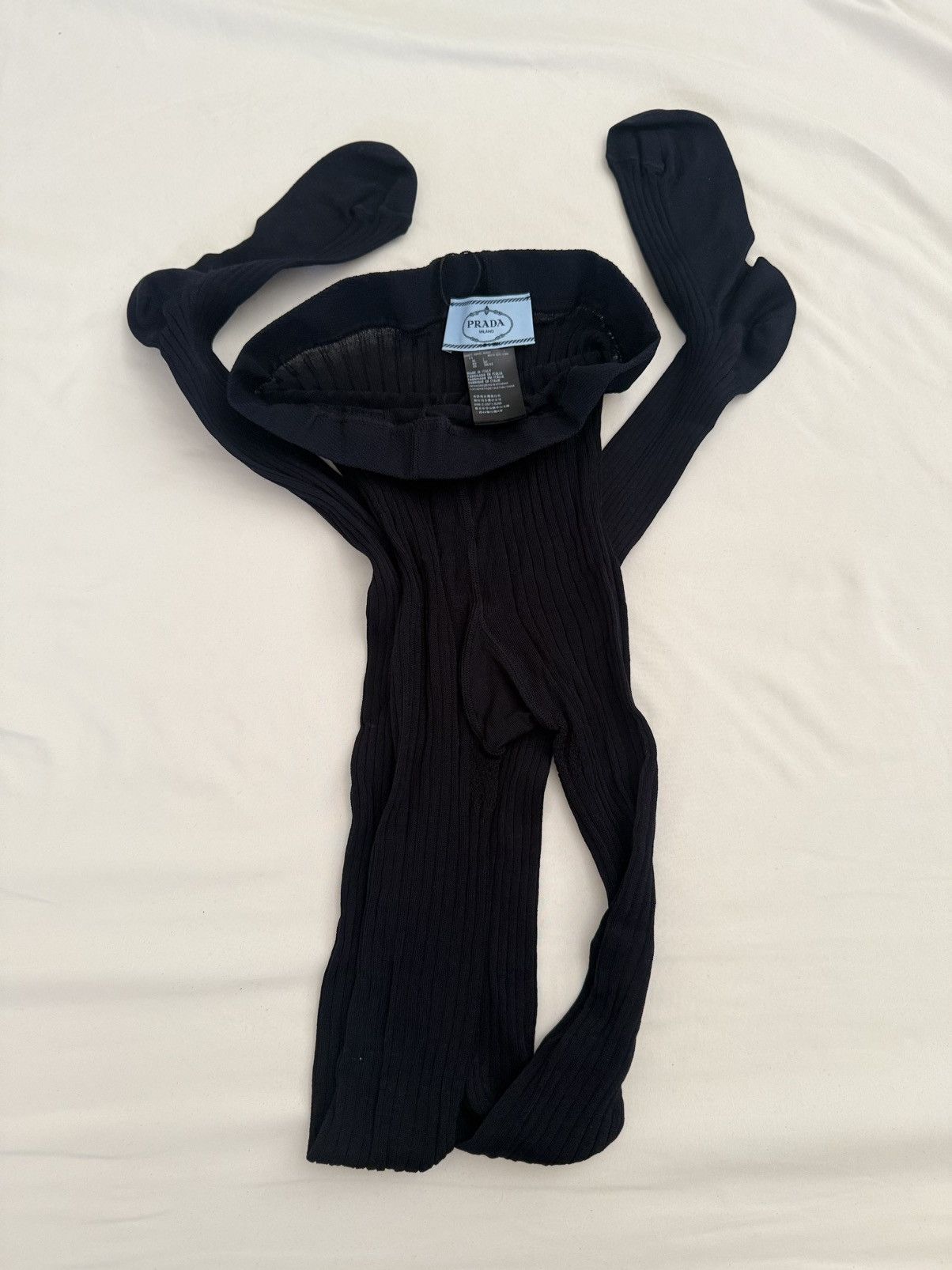 Prada Prada Midnight Navy Ribbed Knitted Pantyhose In size I(S) Size ONE SIZE - 6 Thumbnail