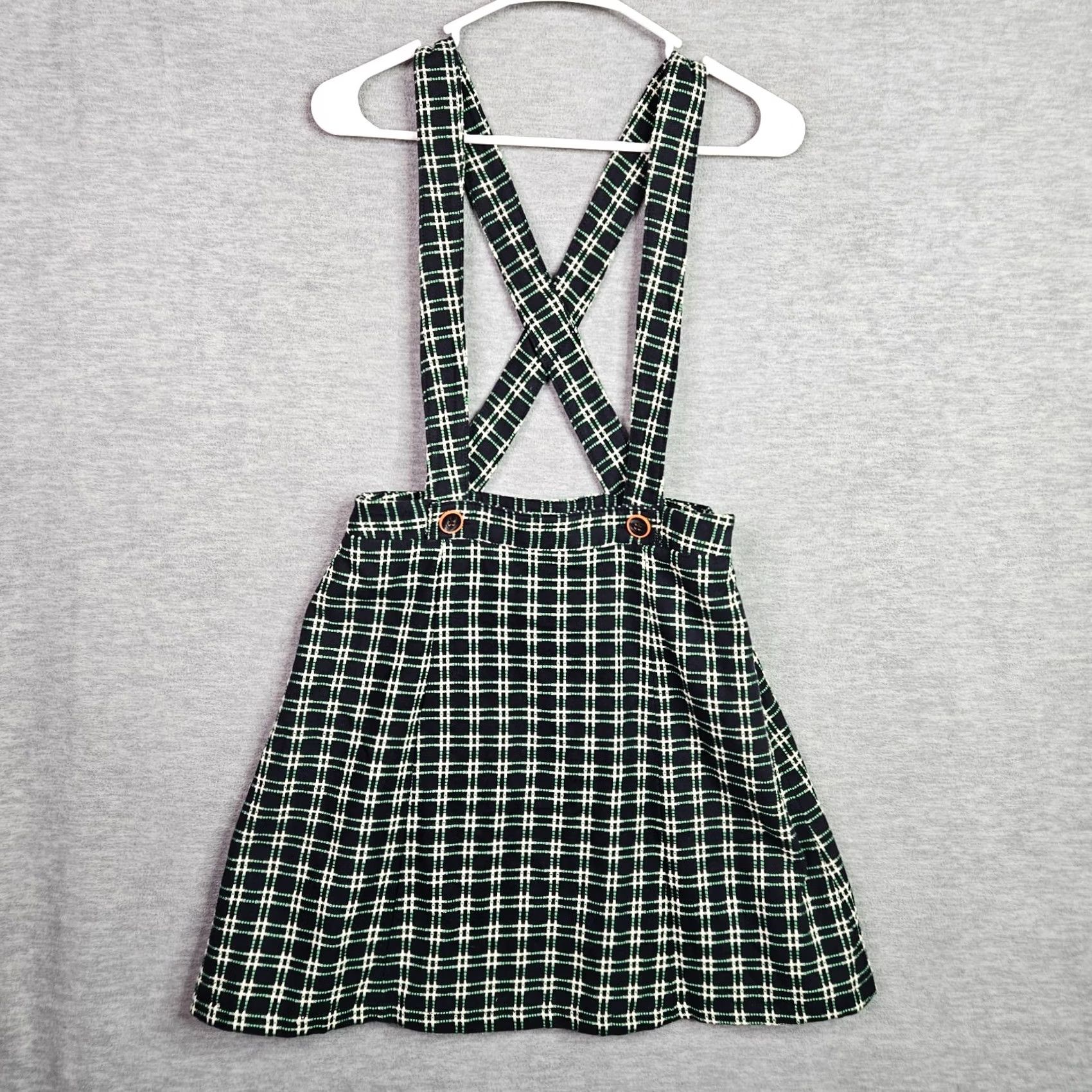 Anthropologie Maeve Anthropologie Green Plaid Suspender Pinafore A-Line Dress Women 4P Sleeveless All Season Unlined Cotton Vintage: No Size 27" / US 4 / IT 40 - 2 Thumbnail