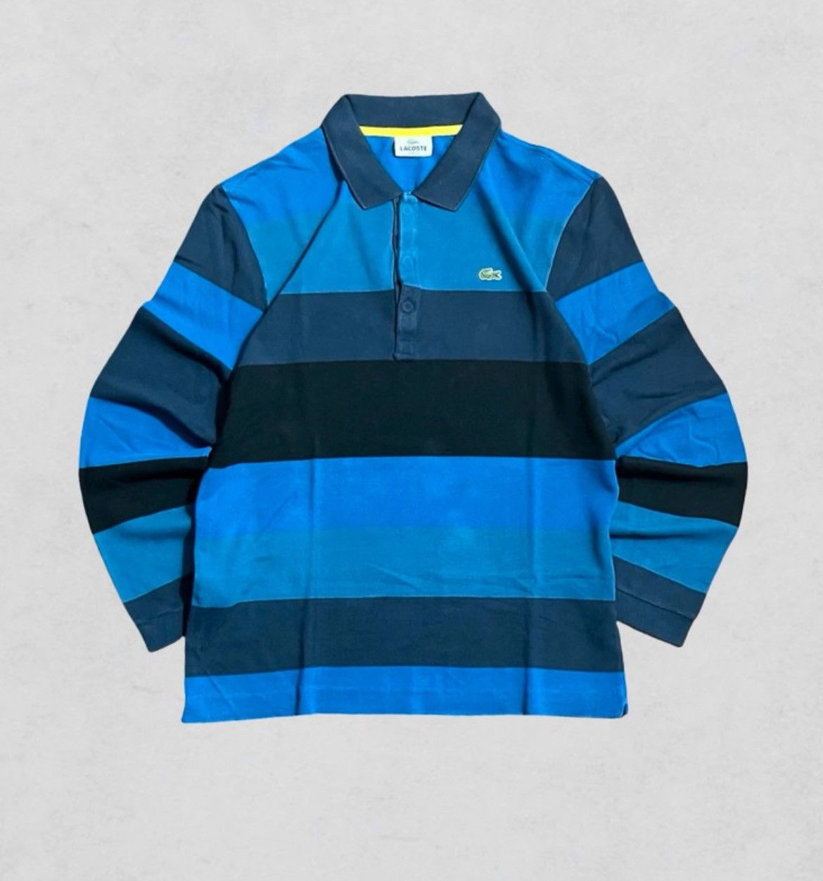 Lacoste Vintage 2000s Lacoste long-sleeved polo shirt blue stripes Size US M / EU 48-50 / 2 - 4 Thumbnail