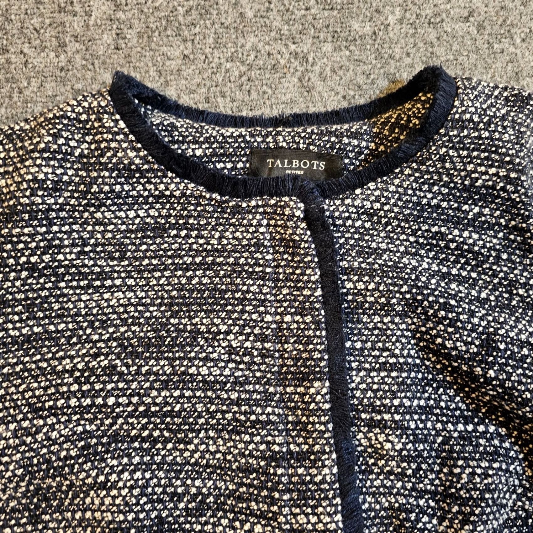 Talbots VINTAGE Talbots Blazer Womens 12 Petite Black Tweed Long Sleeve Full Zip Career Size XL / US 12-14 / IT 48-50 - 2 Thumbnail
