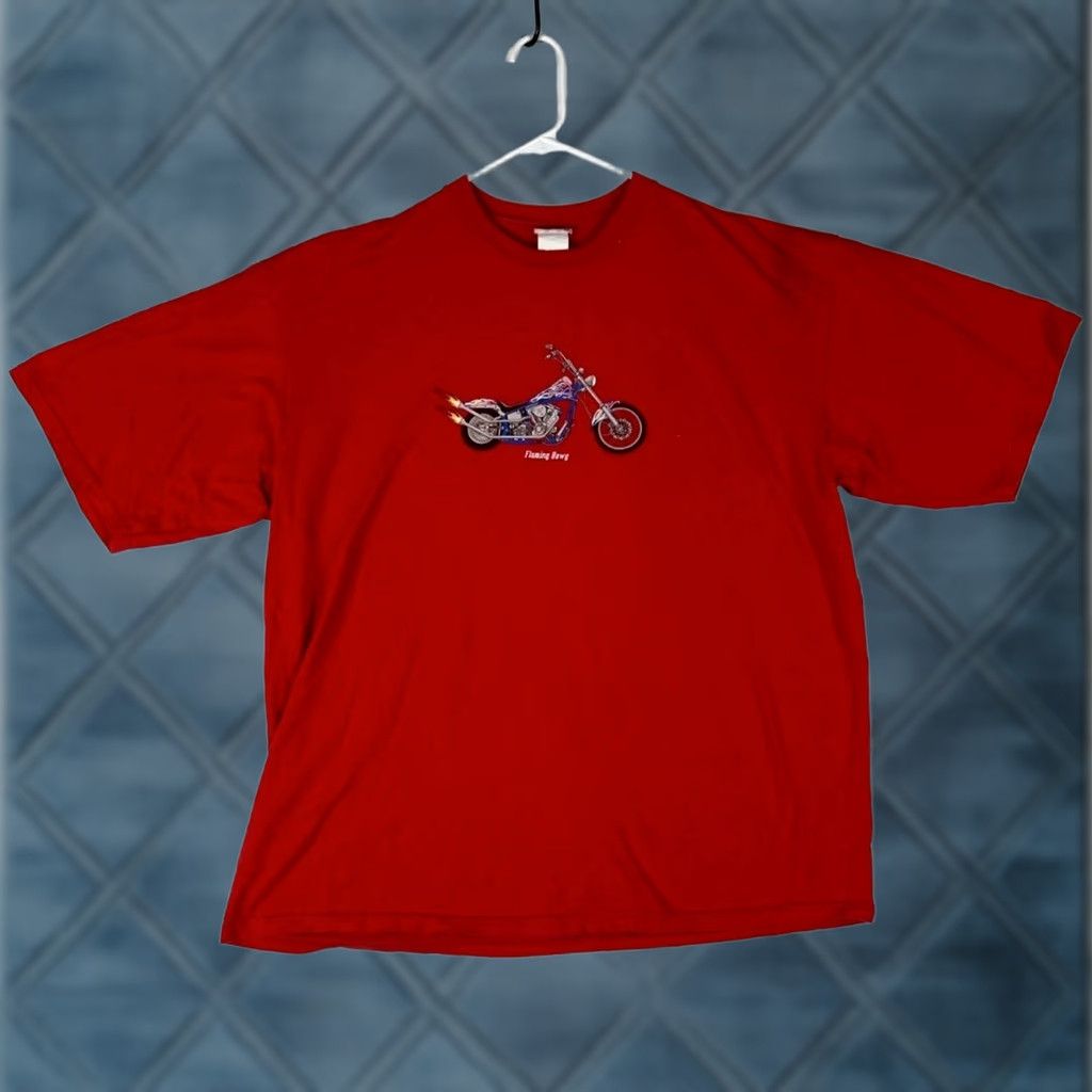 TEE JAYS Tee Jays T-Shirt Mens XL Red Graphic Print Cotton Crew Neck Motorcycle Hawg Size US XL / EU 56 / 4 - 1 Thumbnail