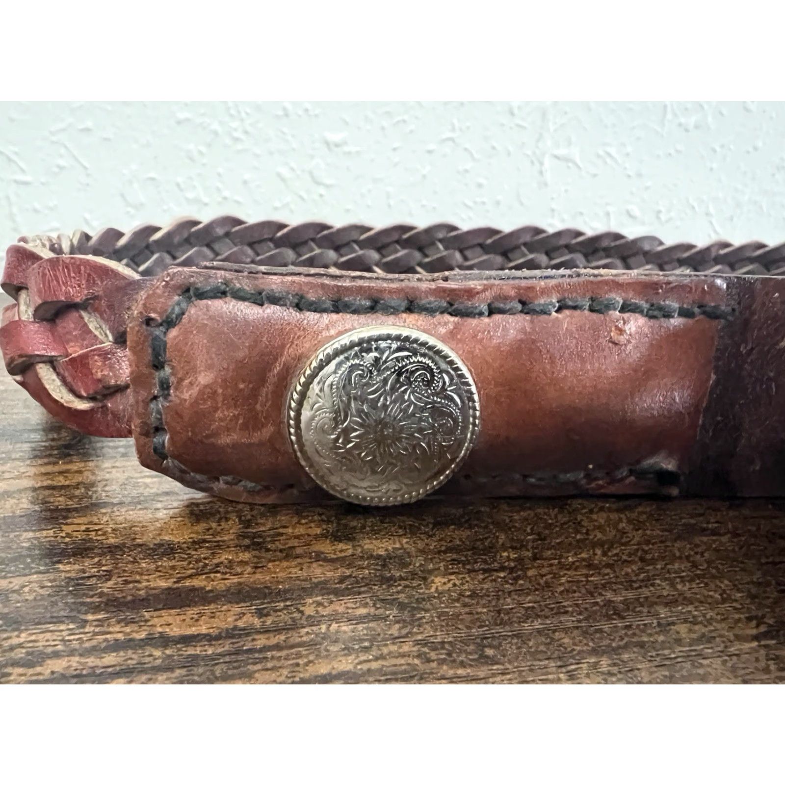 Vintage VINTAGE Leather Deer Belt Buckle Braided Unbranded Belt 43.75 inches Animal Mens Size ONE SIZE - 3 Thumbnail