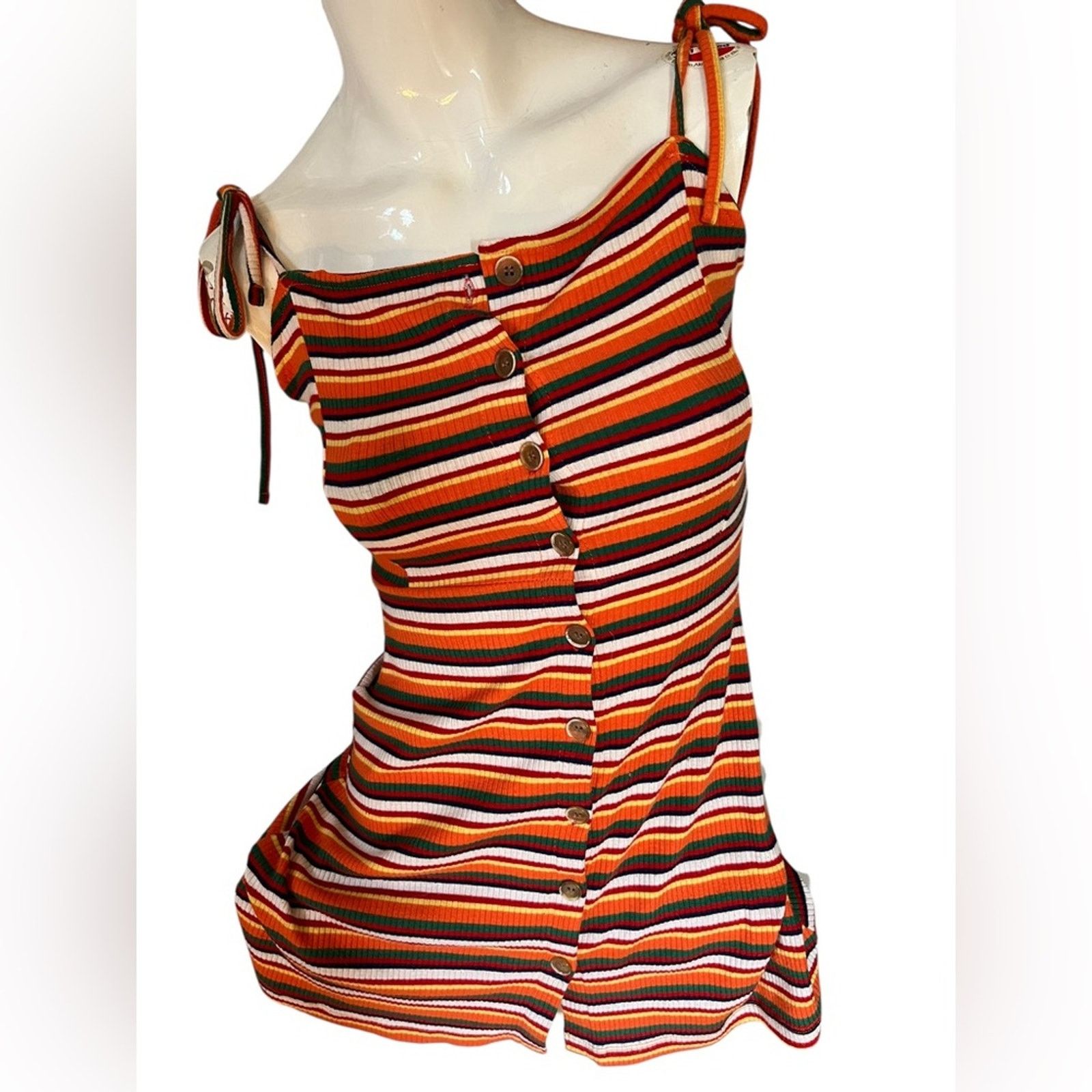 Topshop Topshop Ribbed Orange Black Sheath Mini Dress Size XS / US 0-2 / IT 36-38 - 1 Thumbnail