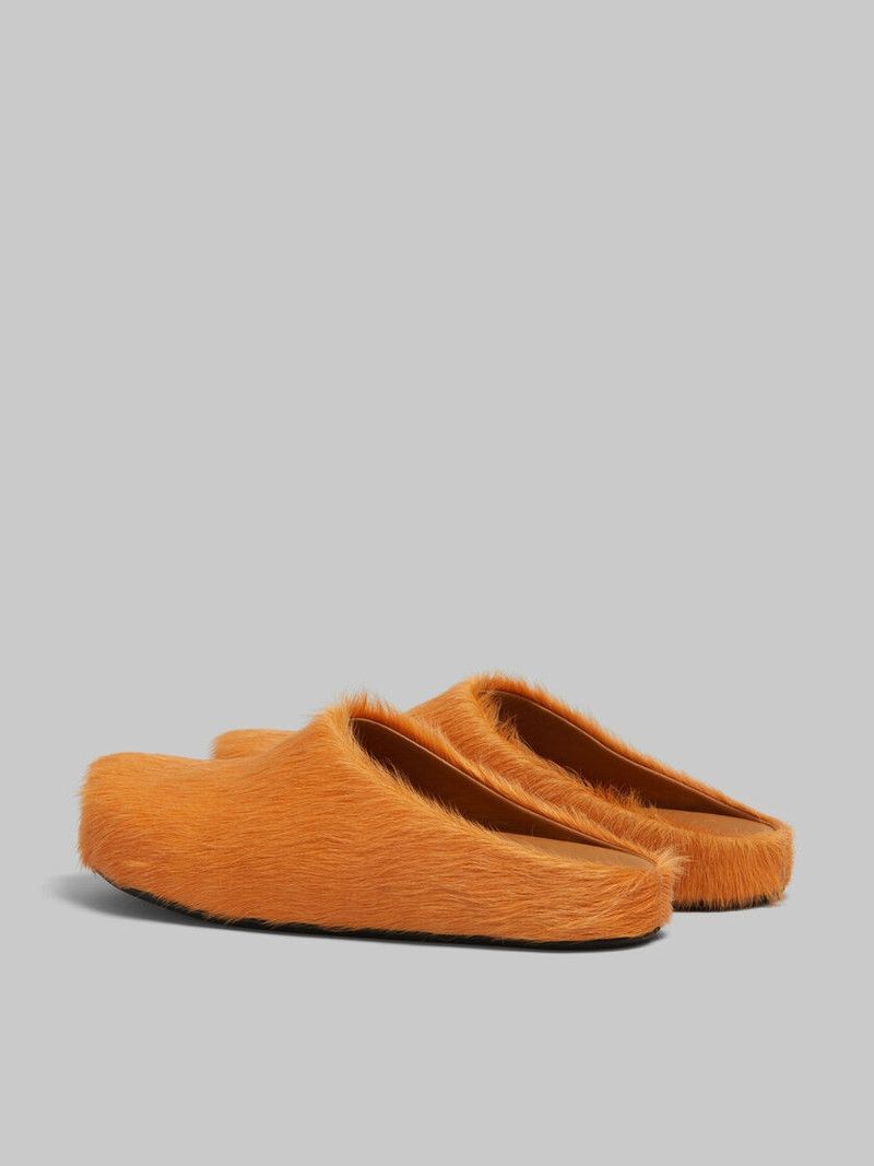 Marni o1f1d3z0526 Long-Haired Calfskin Fussbett Sabot in Pumpkin Size US 12 / EU 45 - 3 Thumbnail