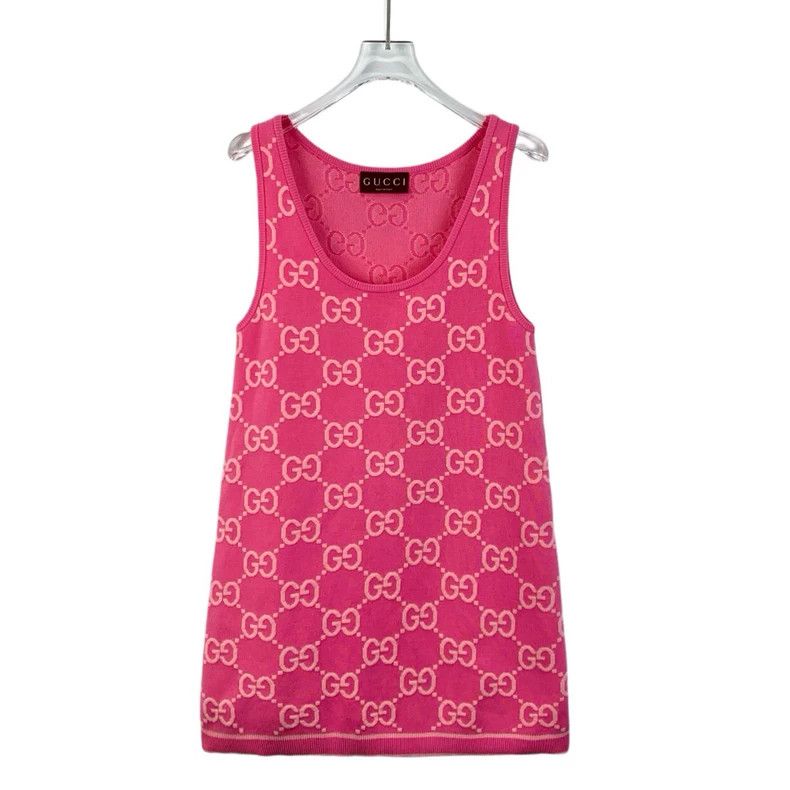 Gucci Gucci Pink Logo Knit Sleeveless Dress S Size - dmc | Grailed
