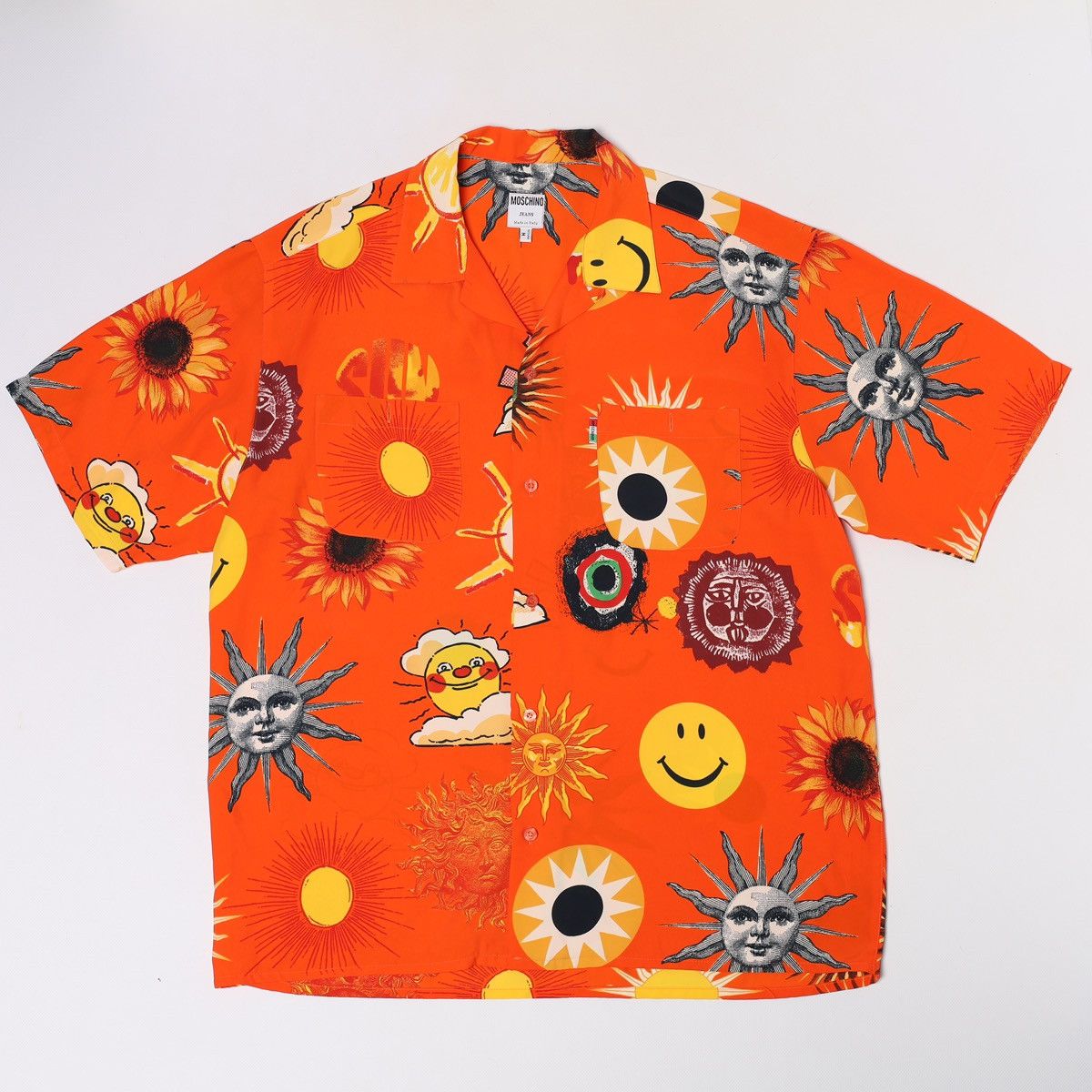 Moschino Moschino Jeans Vintage Short Sleeve Shirt Printed Orange Sun Size US M / EU 48-50 / 2 - 1 Thumbnail