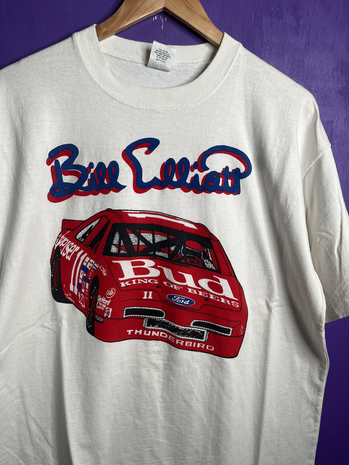NASCAR × Vintage Vintage 90s Bill Elliot NASCAR Budweiser t-shirt Size US XL / EU 56 / 4 - 3 Thumbnail