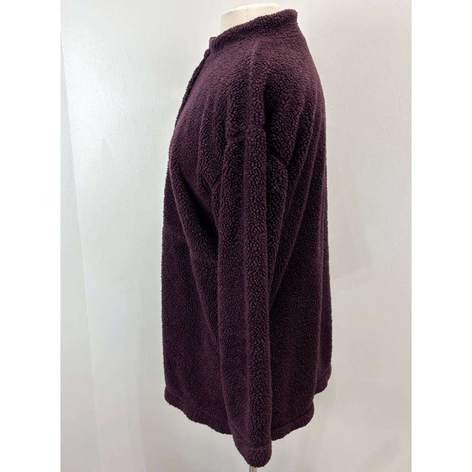 Vintage VINTAGE L.L. Bean Fleece Pullover Sweater Medium Burgundy USA 1/2 Button Womens Size M / US 6-8 / IT 42-44 - 2 Thumbnail