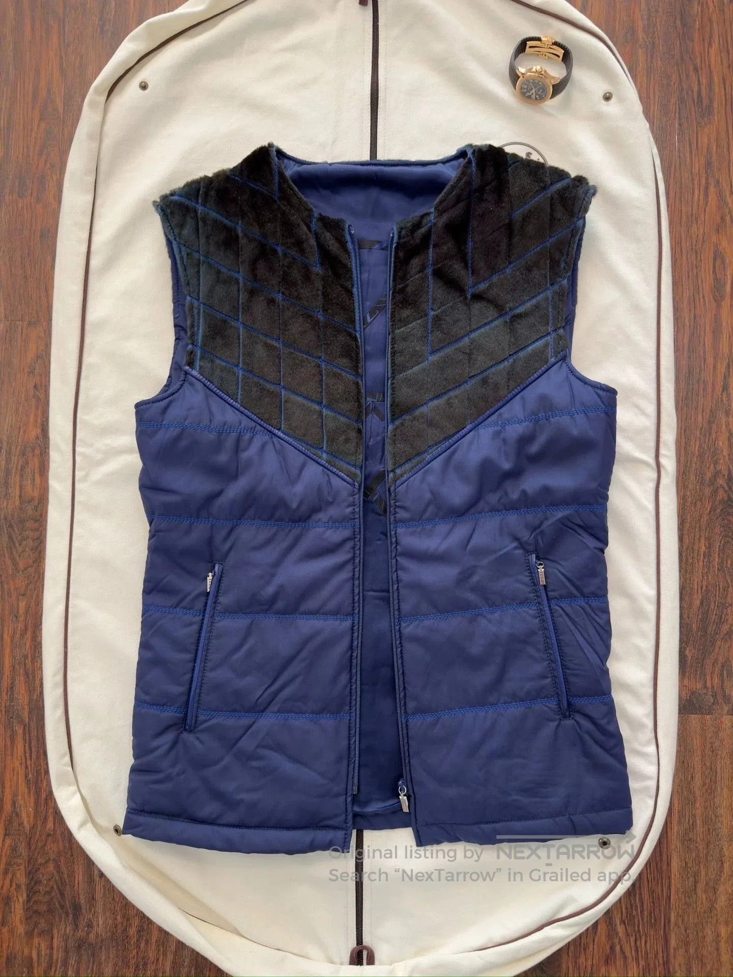 Zilli Blue Quilted Hooded Jacket Size M. Size US M / EU 48-50 / 2 - 5 Thumbnail
