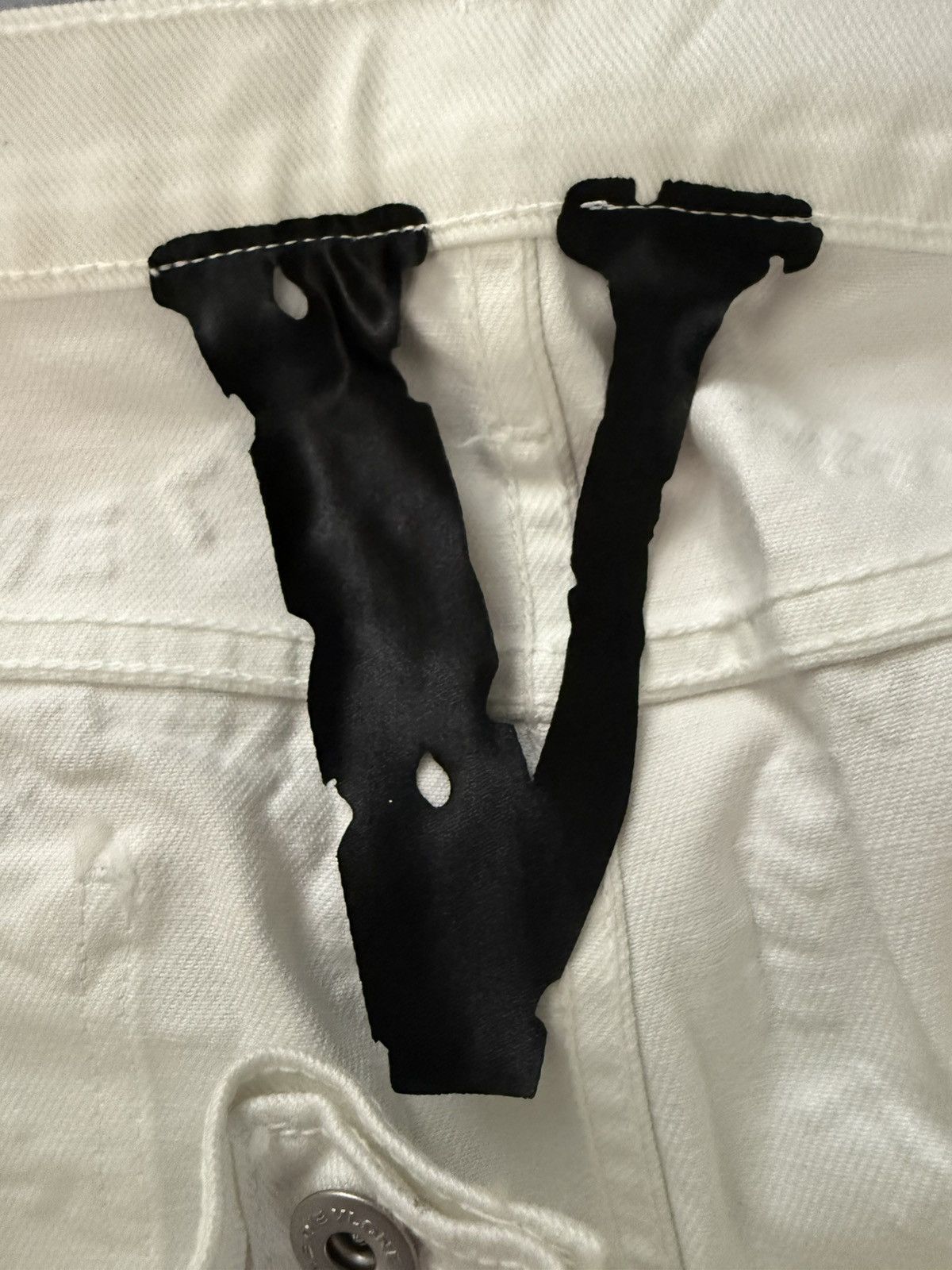 Vlone ***UNRELEASED VLONE BLACK RHINESTONE DENIM JEANS IN WHITE*** Size US 36 / EU 52 - 6 Thumbnail