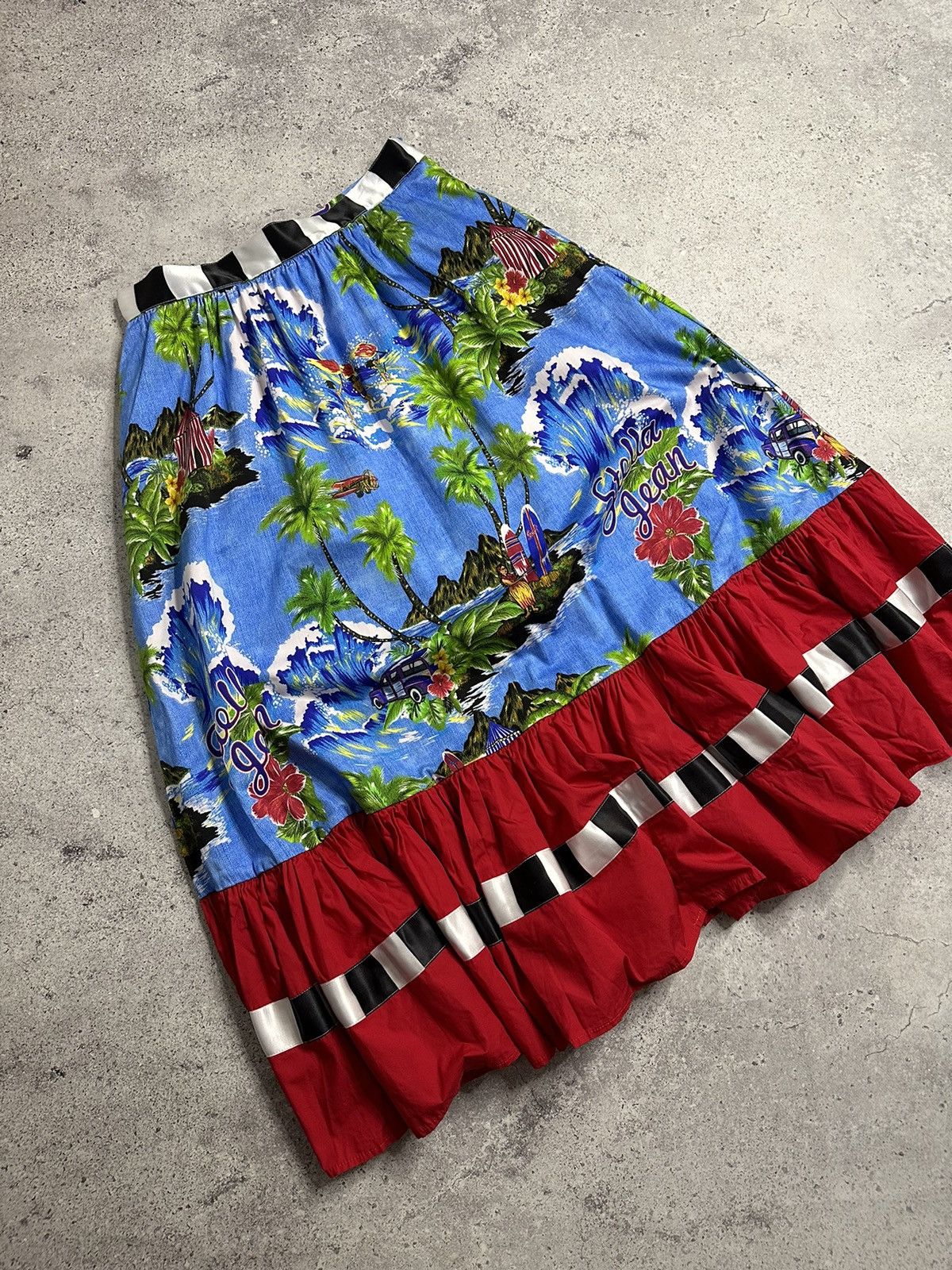 Vintage Stella Jean Gonna Lunga Tropical Print Blue Mid-Length Skirt Size 25" / US 0 / IT 36 - 5 Thumbnail