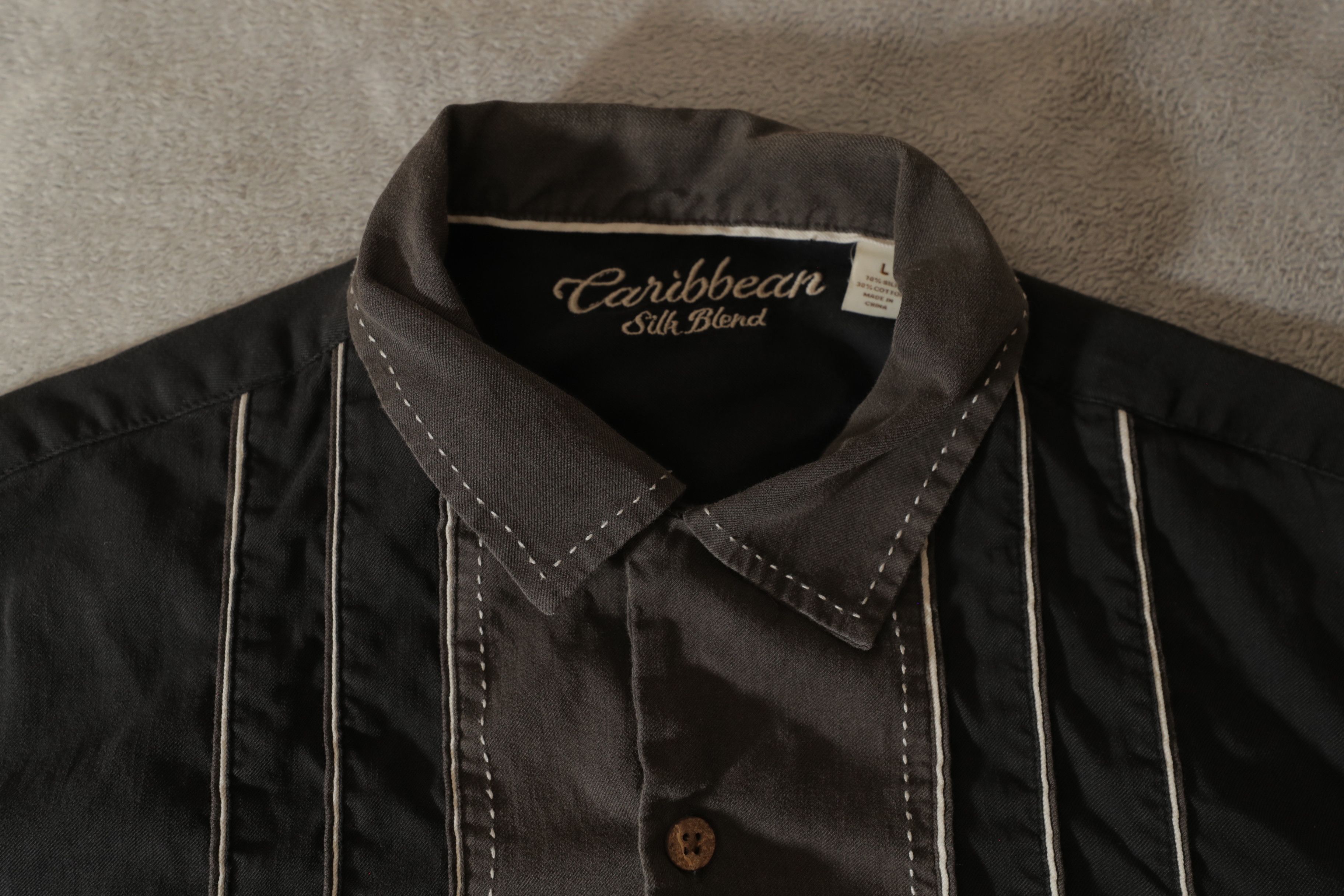 Caribbean Caribbean Silk Blend Short Sleeve Button Up (L) Size US L / EU 52-54 / 3 - 4 Thumbnail
