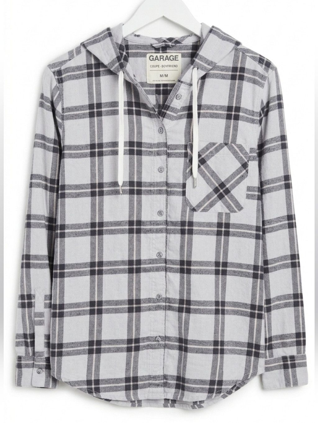 Garage Garage Grey Plaid Hooded Flannel Boyfriend Fit - Medium Size M / US 6-8 / IT 42-44 - 1 Thumbnail