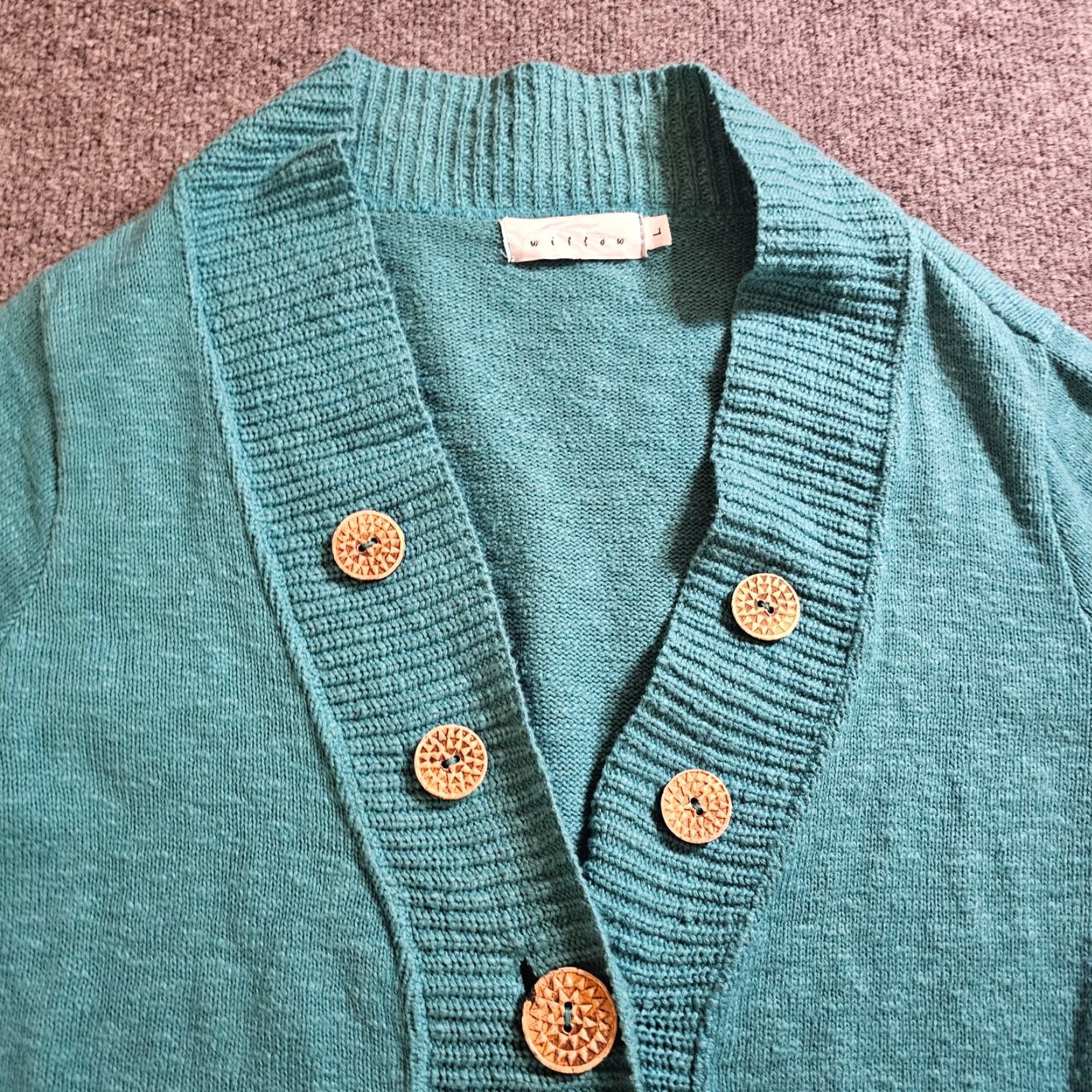 Vintage Willow Cardigan Sweater Womens Large Green Knit Sun Buttons 3/4 Sleeve Casual Size L / US 10 / IT 46 - 2 Thumbnail