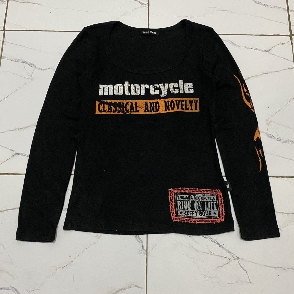 If Six Was Nine 2000s Jeffy Sour “Indiana Motorcycle” Longsleeve Size M / US 6-8 / IT 42-44 - 3 Thumbnail