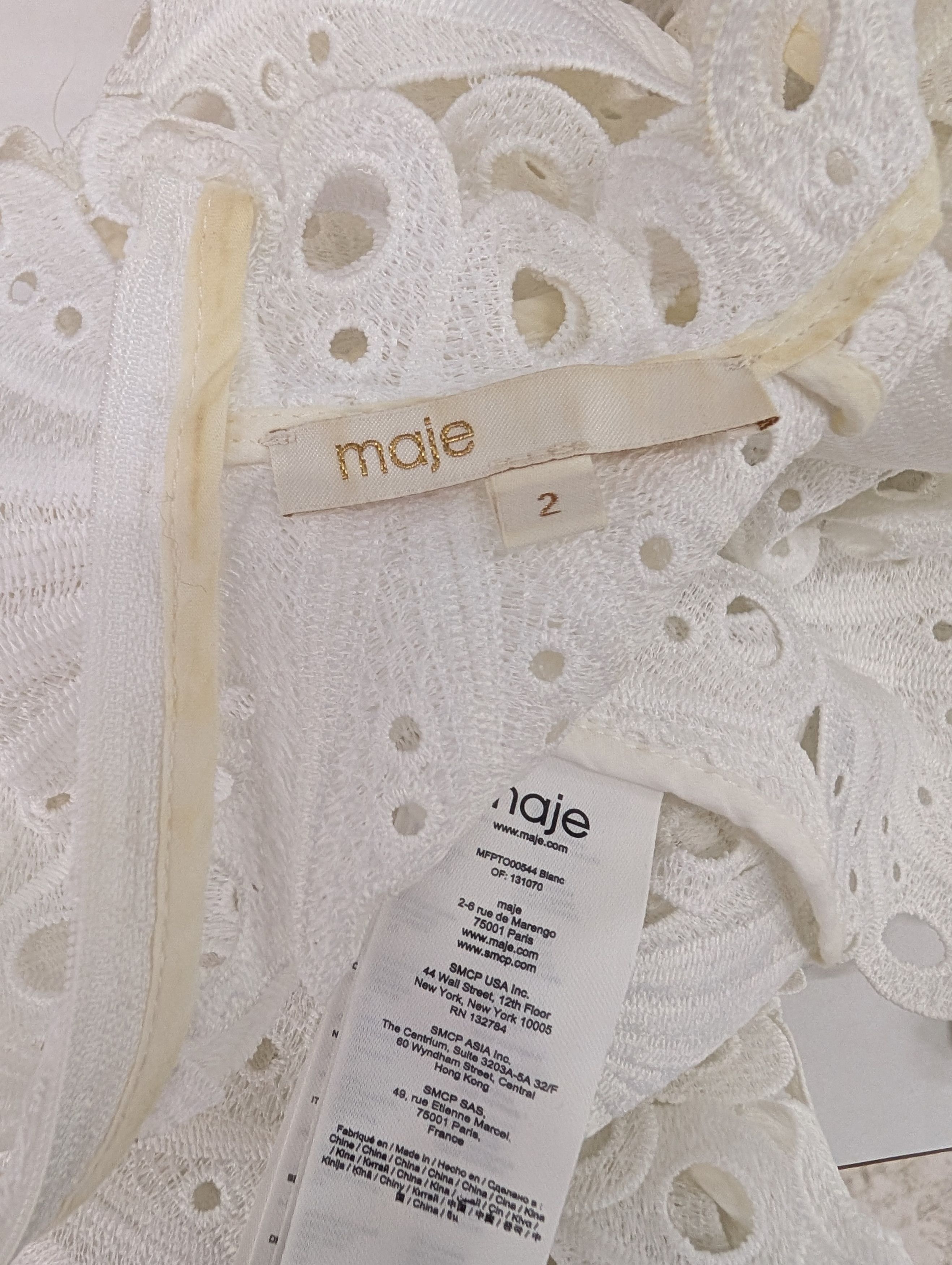 Maje Maje White Lulie Guipure Lace Crop Top With Underlay Size XS / US 0-2 / IT 36-38 - 7 Thumbnail