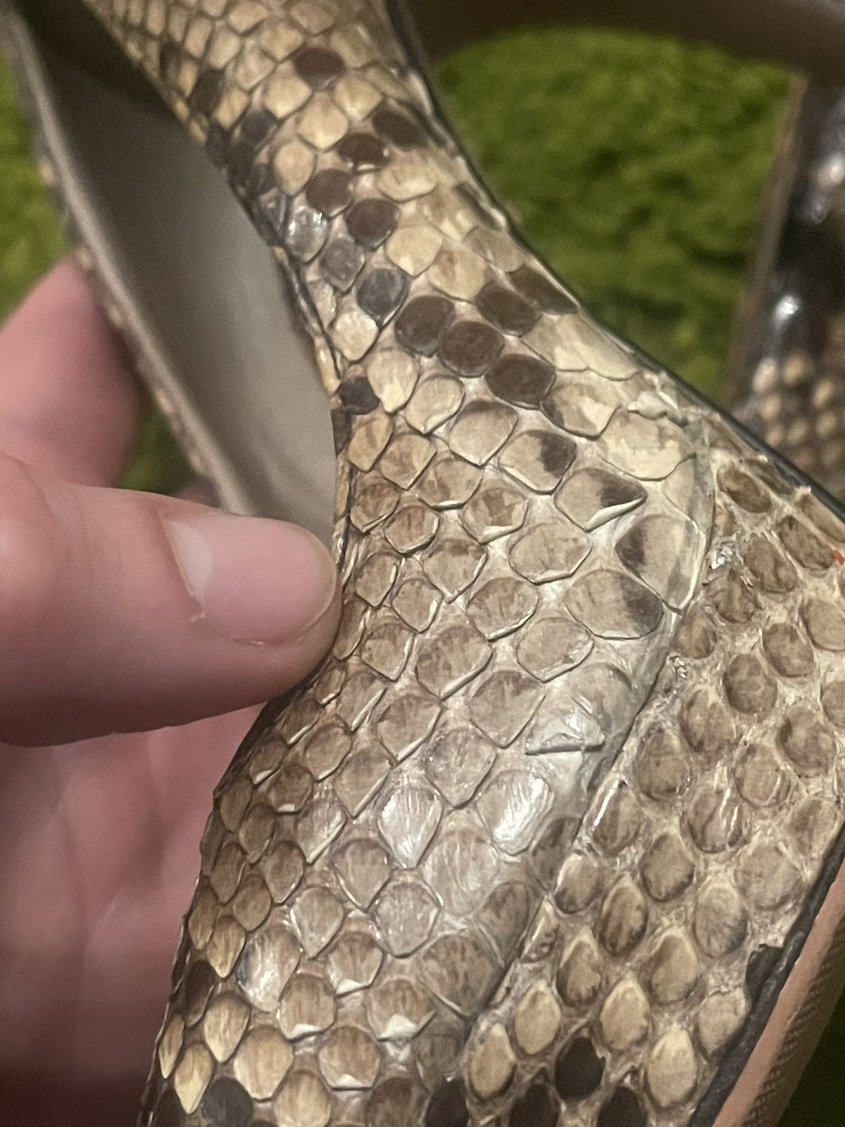 Designer × Prada Prada real phyton snakeskin open toe heels pumps Size US 8 / IT 38 - 8 Thumbnail