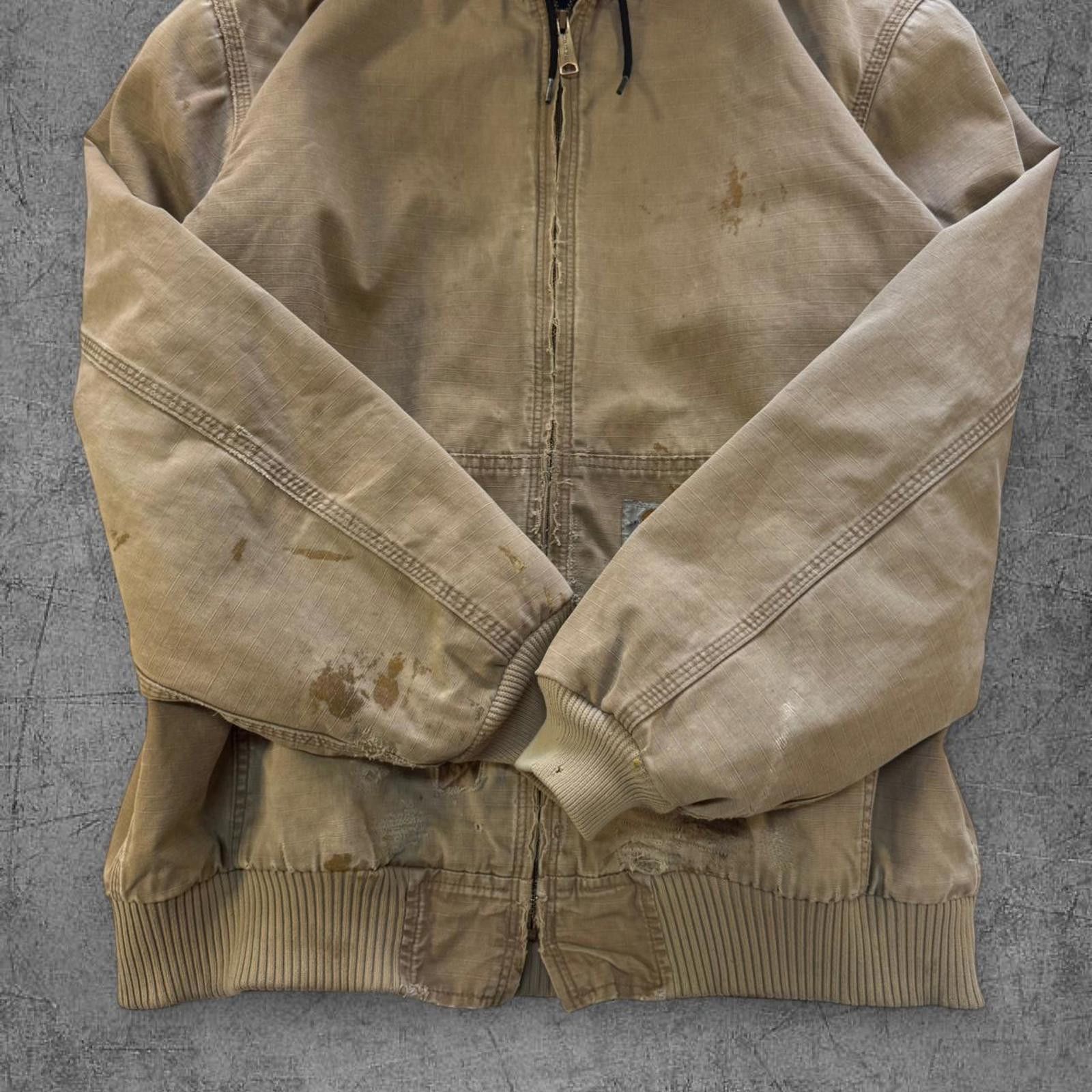 Carhartt Tan Distressed Carhartt Hooded Jacket Size US L / EU 52-54 / 3 - 4 Thumbnail