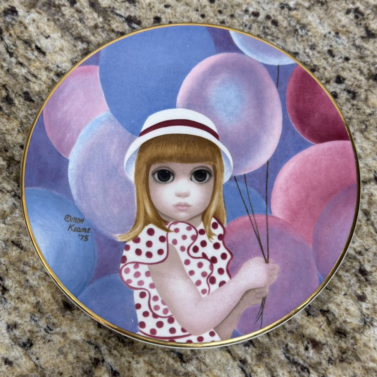 Vintage Margaret Keane "The Balloon Girl" Big Eyes 1976 8” Plate Size ONE SIZE - 1 Thumbnail
