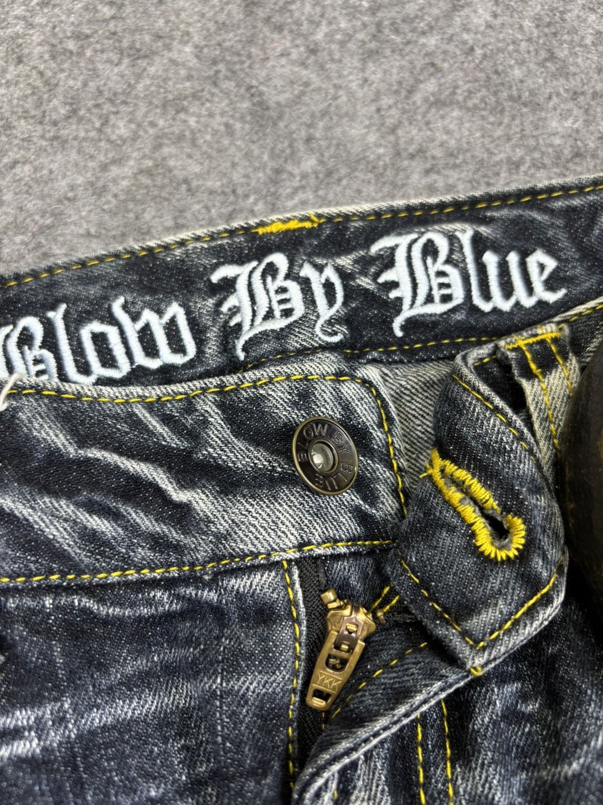 Japanese Brand Blow By Blue Crazy Fades Distressed Mild Denim F815 Size US 33 - 9 Thumbnail