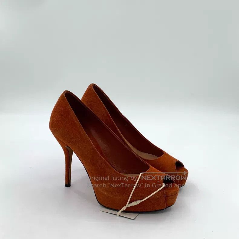 Gucci Gucci Orange suede fish mouth waterproof platform high hee Size US 12 / IT 42 - 2 Thumbnail
